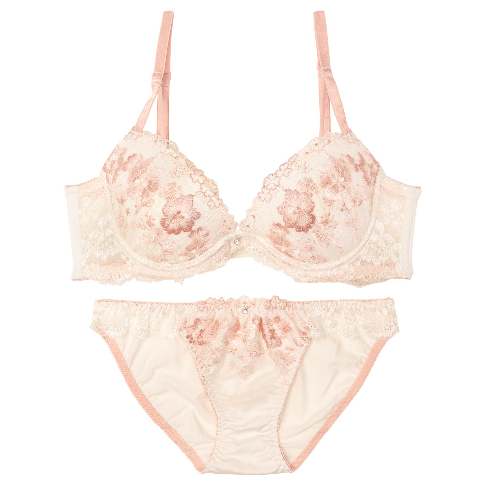 プレシャスフルールエンブロイダリー育乳脇高ブラジャー&フルバックショーツ