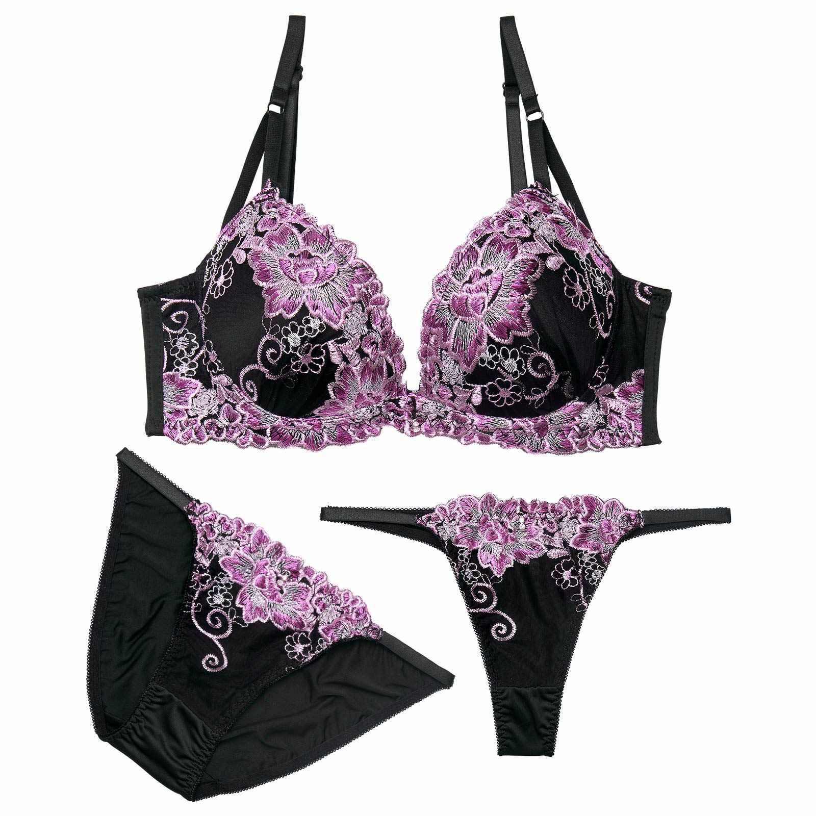 【三上悠亜着用】【3点セット】【GHIサイズ】グロリアスシャイニーブルーム育乳脇高ブラジャー&フルバック&Tバックショーツ