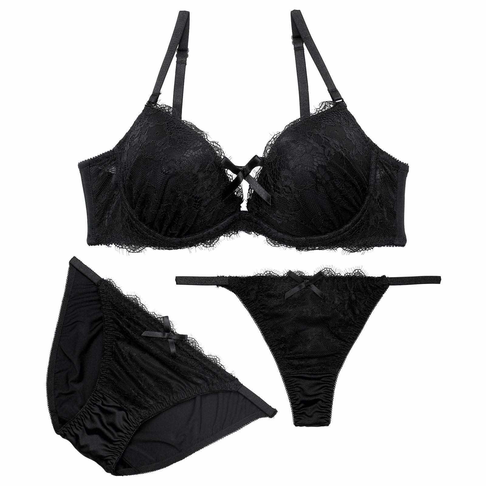 【三上悠亜着用】【3点セット】ロマンティックリボンコードブラジャー&フルバック&Tバックショーツ