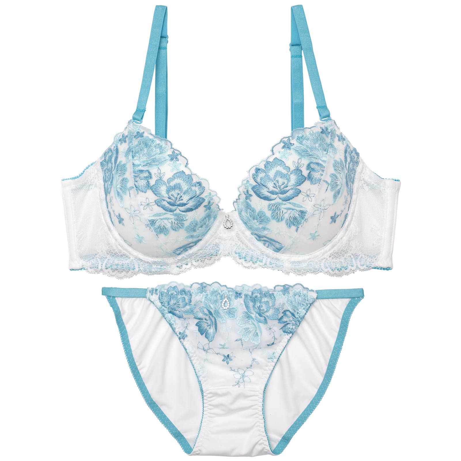 ピュアフローラルガーデン育乳脇高ブラジャー&フルバックショーツ