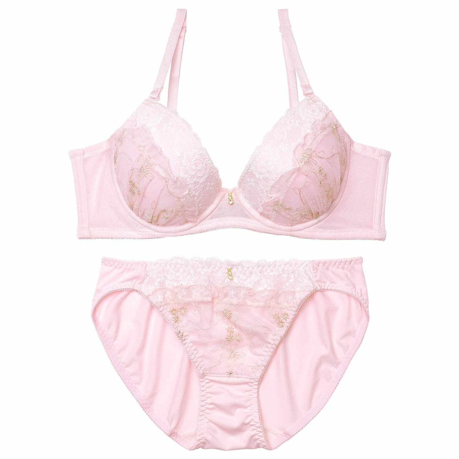 フルールガーリーフリル育乳脇高ブラジャー&フルバックショーツ