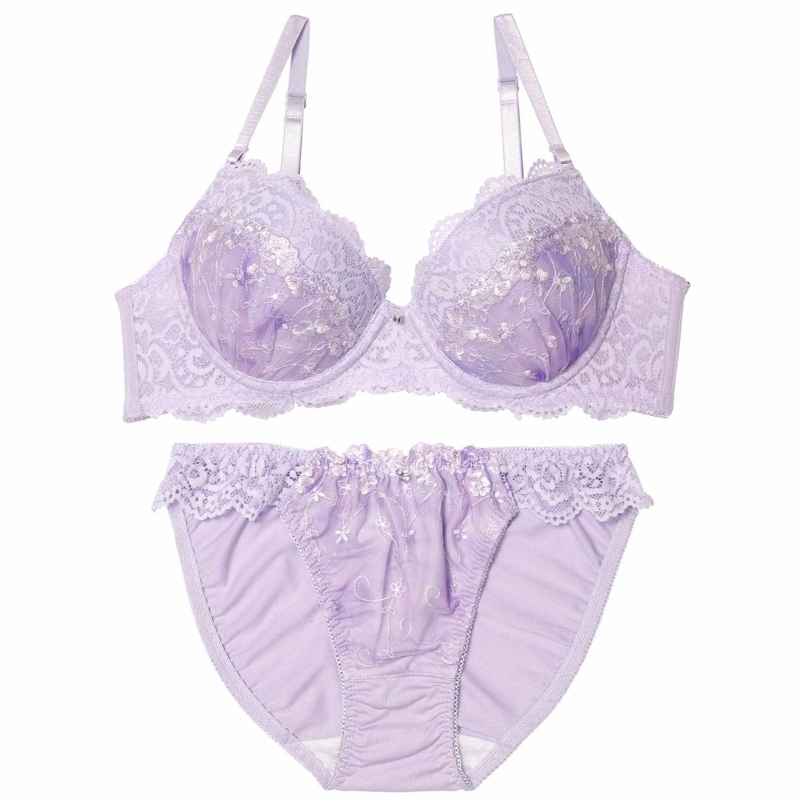 【EFサイズ】ブルームレースグラデーションブラジャー&フルバックショーツ