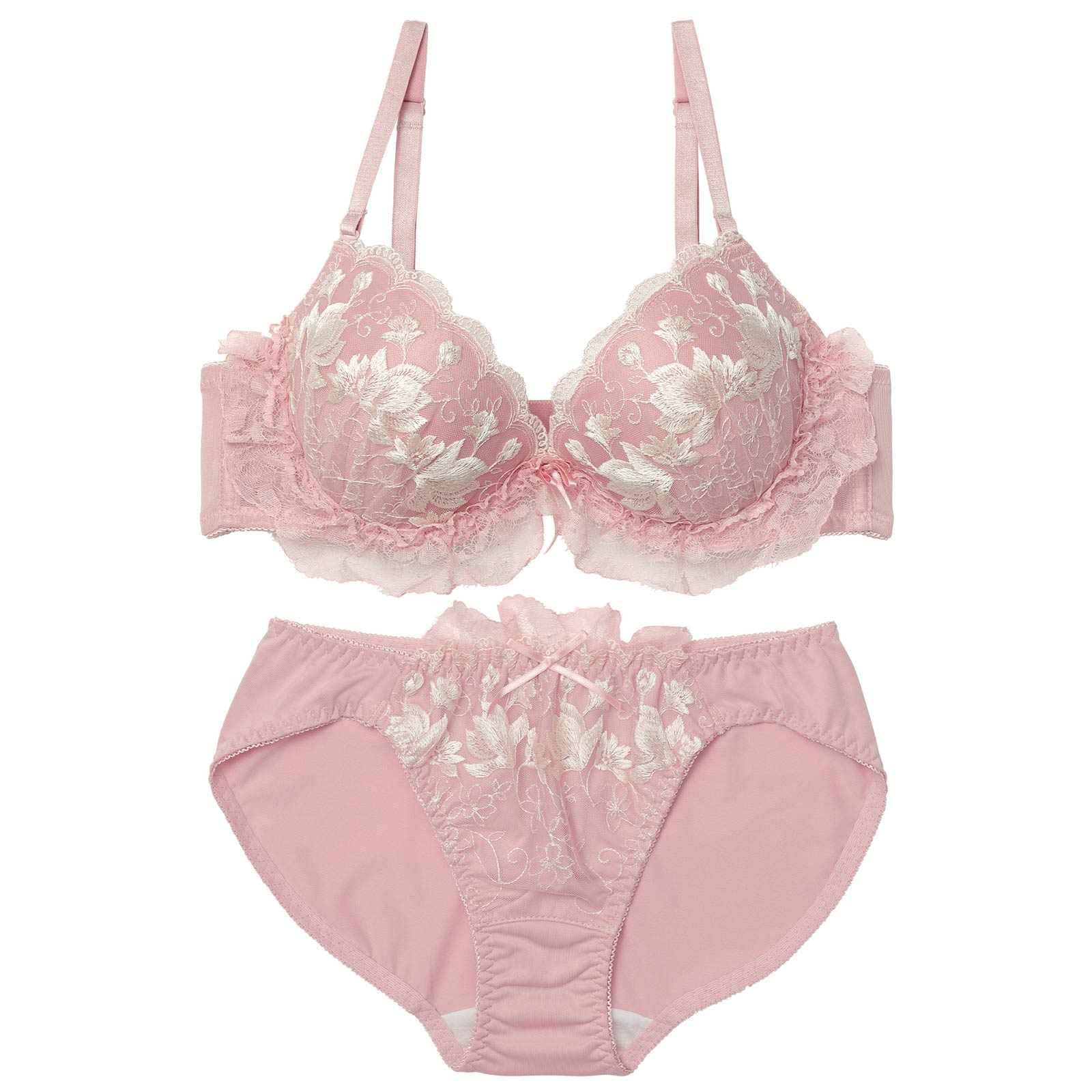 12/8新作!エレガンスフリルフラワーブラジャー&フルバックショーツ