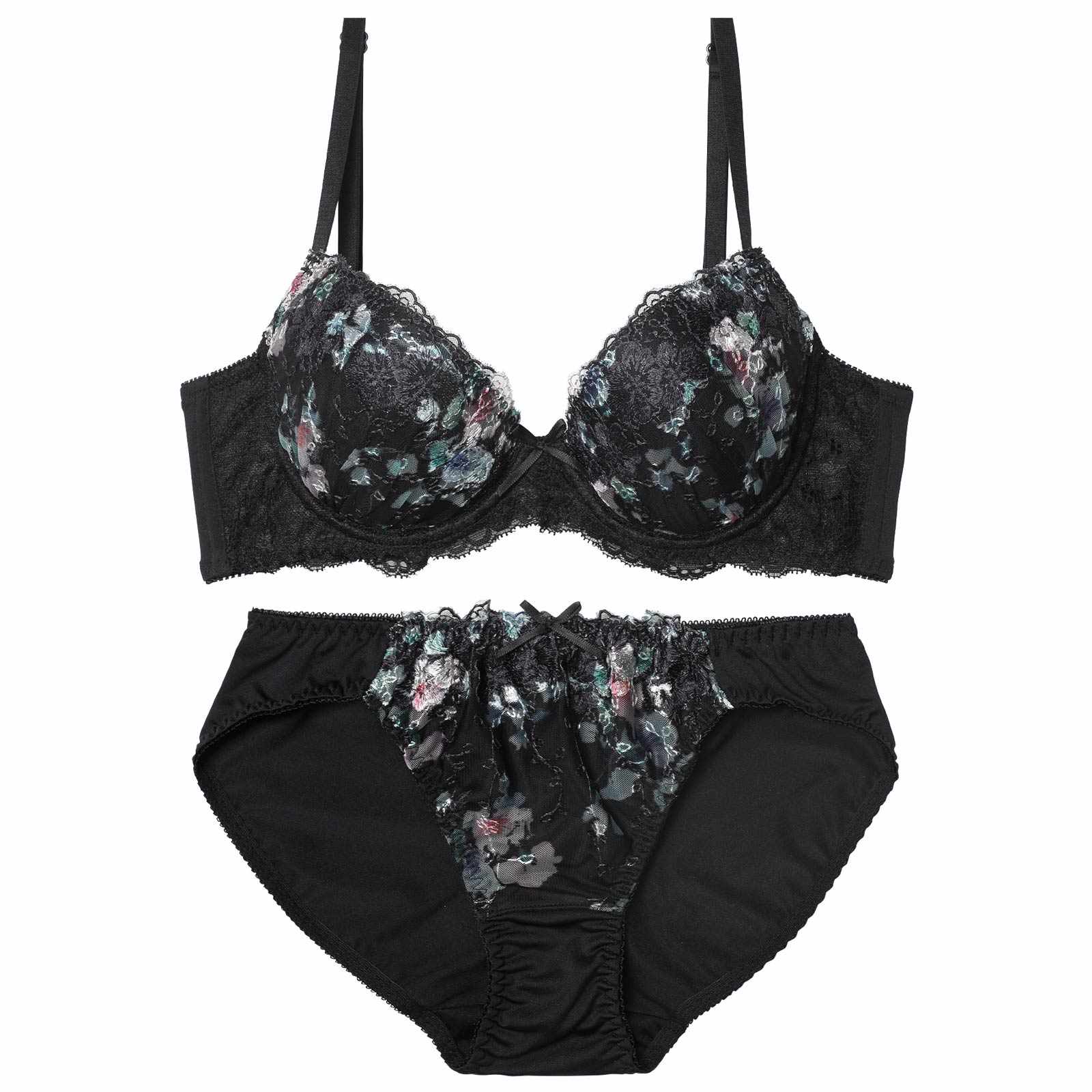 スウィートフラワーベール育乳脇高ブラジャー&フルバックショーツ