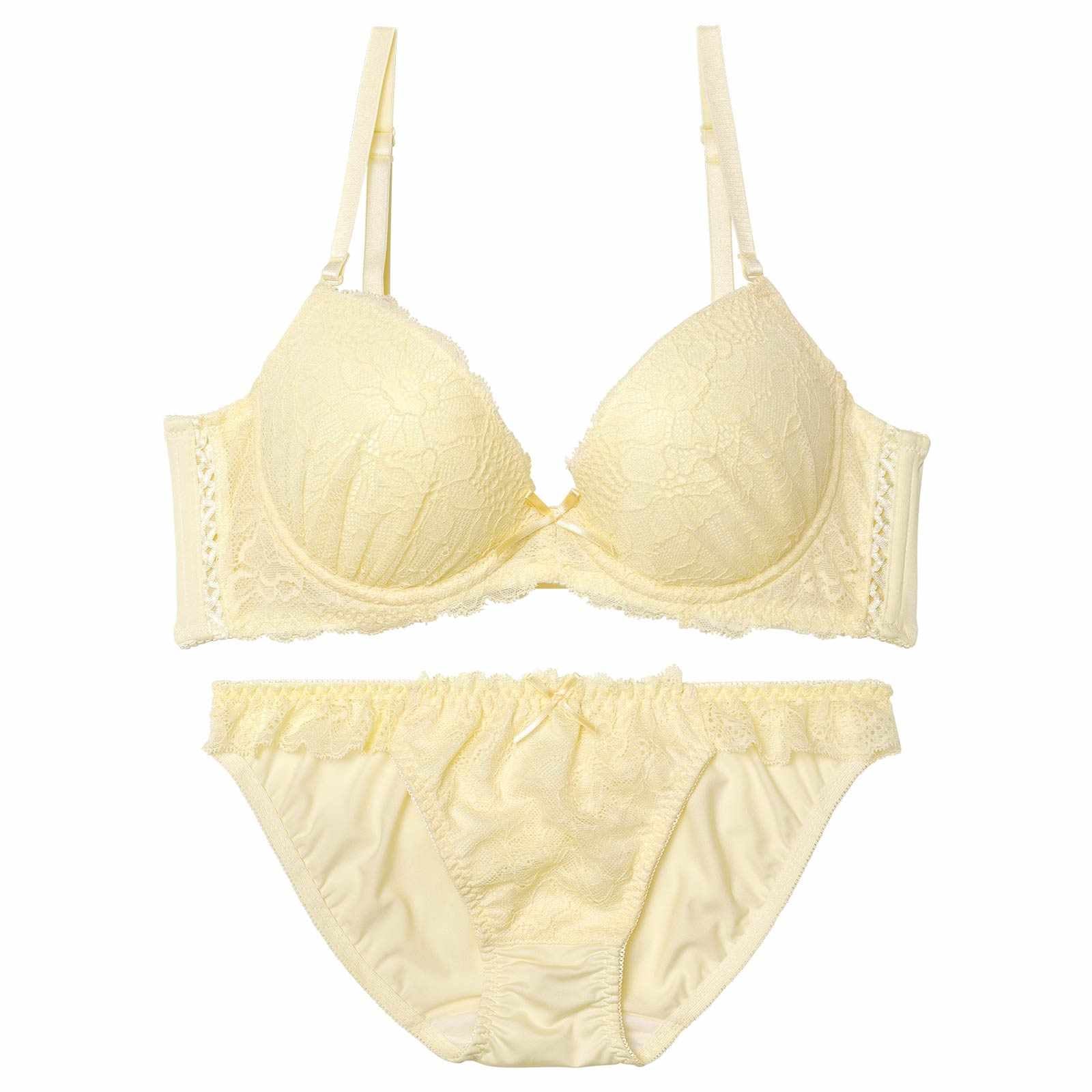 11/10新作!【EFサイズ】パステルフェミニンレーシィ育乳脇高ブラジャー&フルバックショーツ