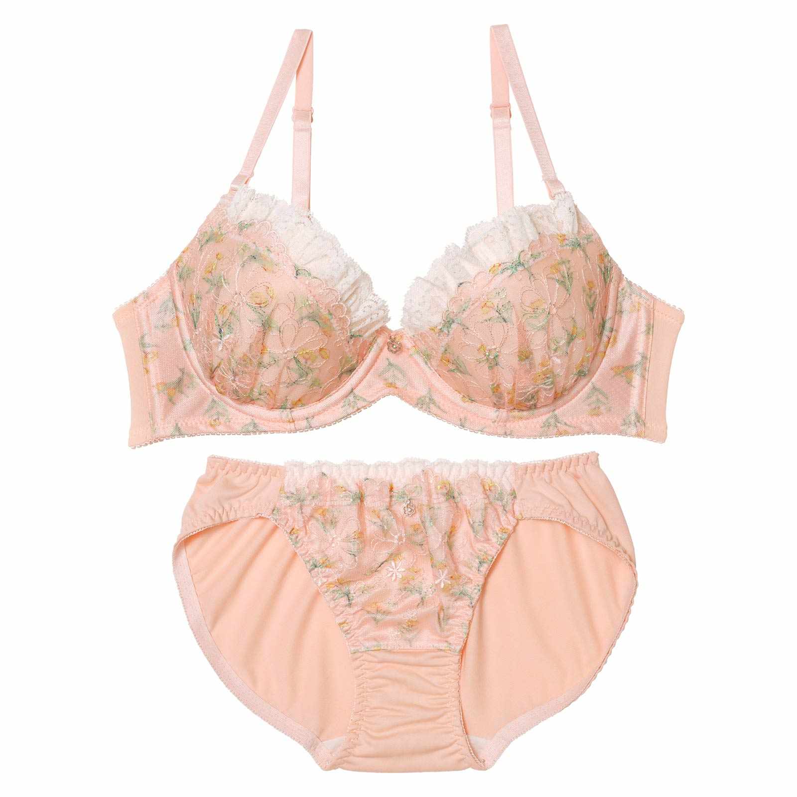 11/3新作!【EFサイズ】フェミニンメロウブロッサムブラジャー&フルバックショーツ