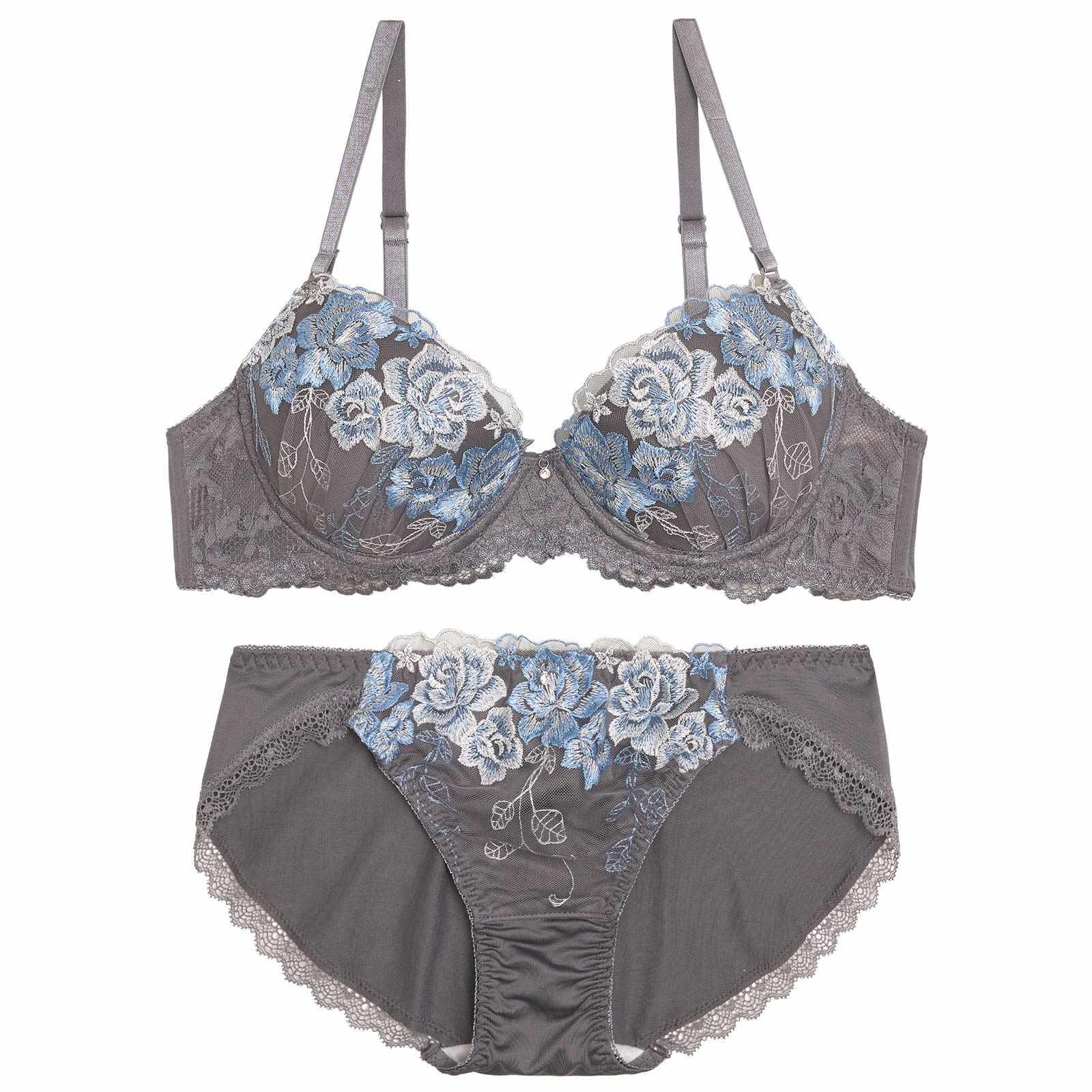 【GHIサイズ】グレイスローズブルームブラジャー&フルバックショーツ