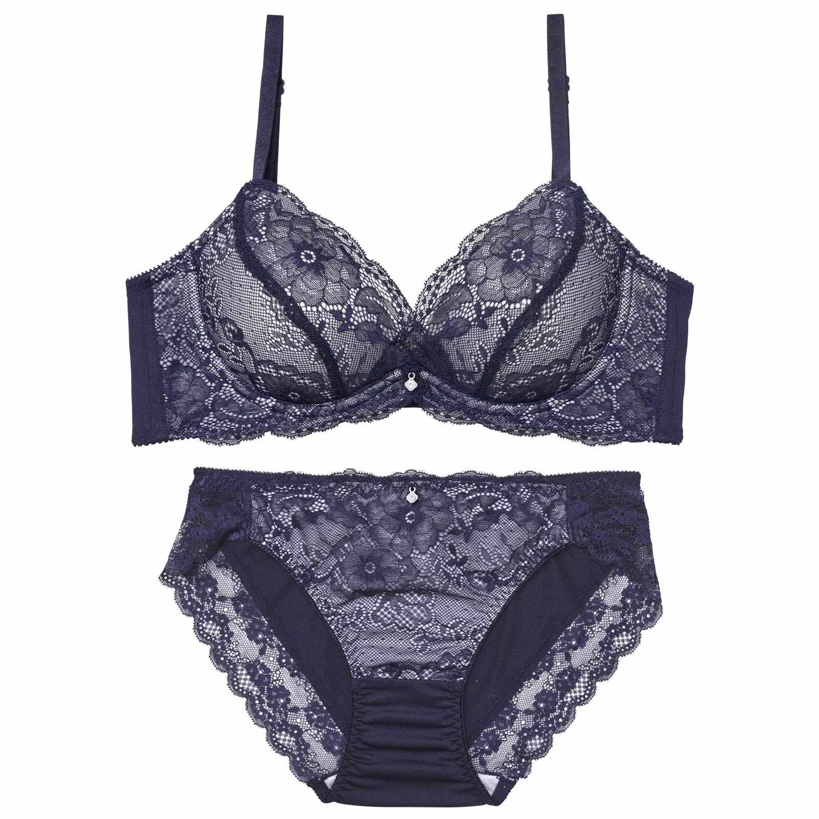 2/13新作!シアーカシュクールレース育乳脇高ブラジャー&フルバックショーツ