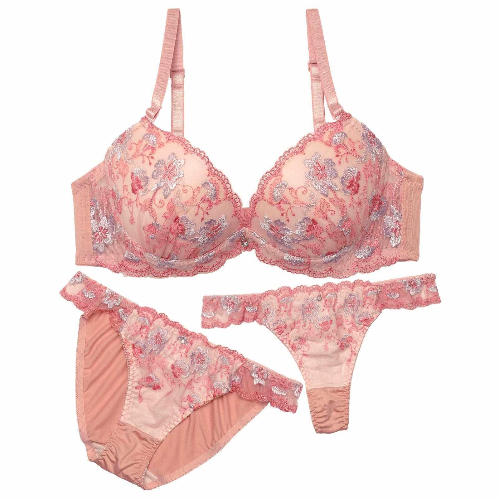 1/19新作!【3点セット】フェミニンブルームガーデンブラジャー&フルバック&Tバックショーツ - 【公式】247Lingerie