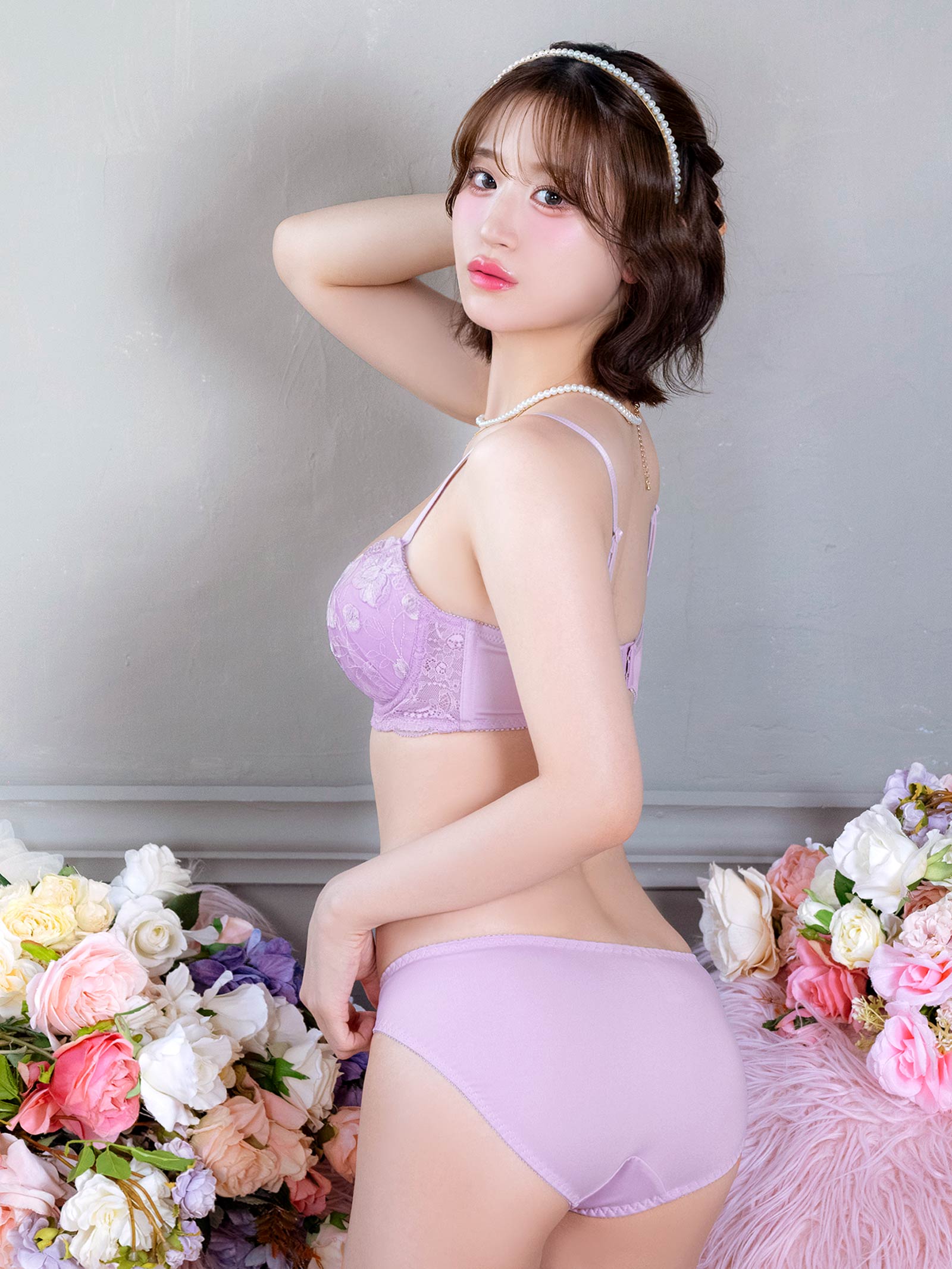 2/4新作!ミルキーフルールレーシィ育乳脇高ブラジャー&フルバックショーツ