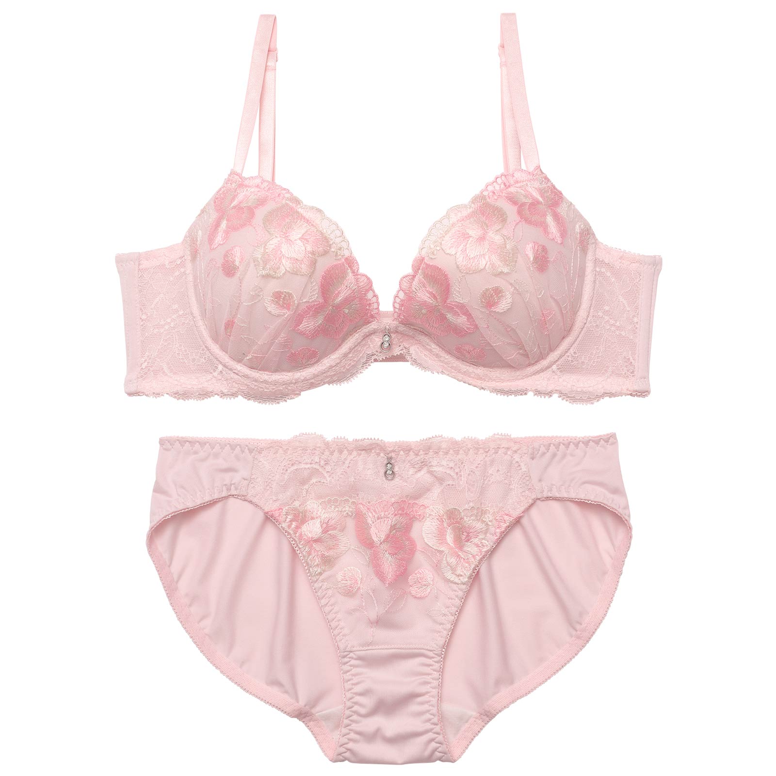 2/4新作!ミルキーフルールレーシィ育乳脇高ブラジャー&フルバックショーツ