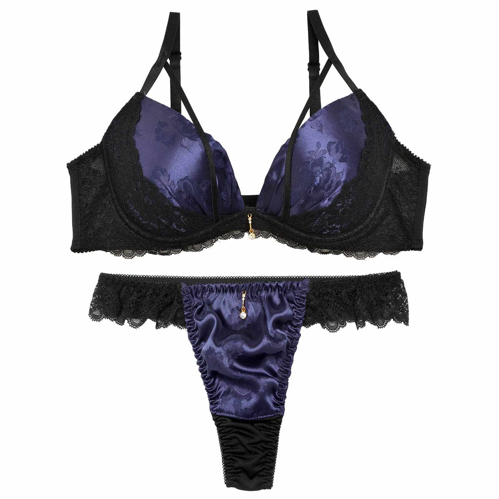 1/22再販!【三上悠亜着用】グロスフラワーストリングサイドレースブラジャー&Tバックショーツ