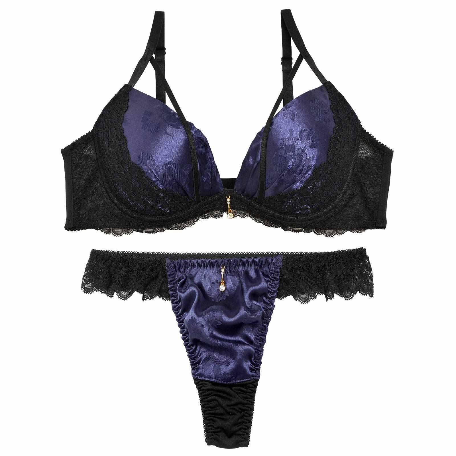 【三上悠亜着用】グロスフラワーストリングサイドレースブラジャー&Tバックショーツ