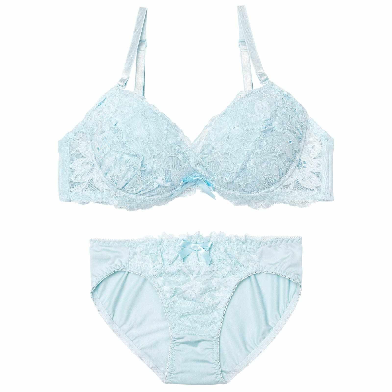 2/18新作!【EFサイズ】スウィートカシュクールレースブラジャー&フルバックショーツ