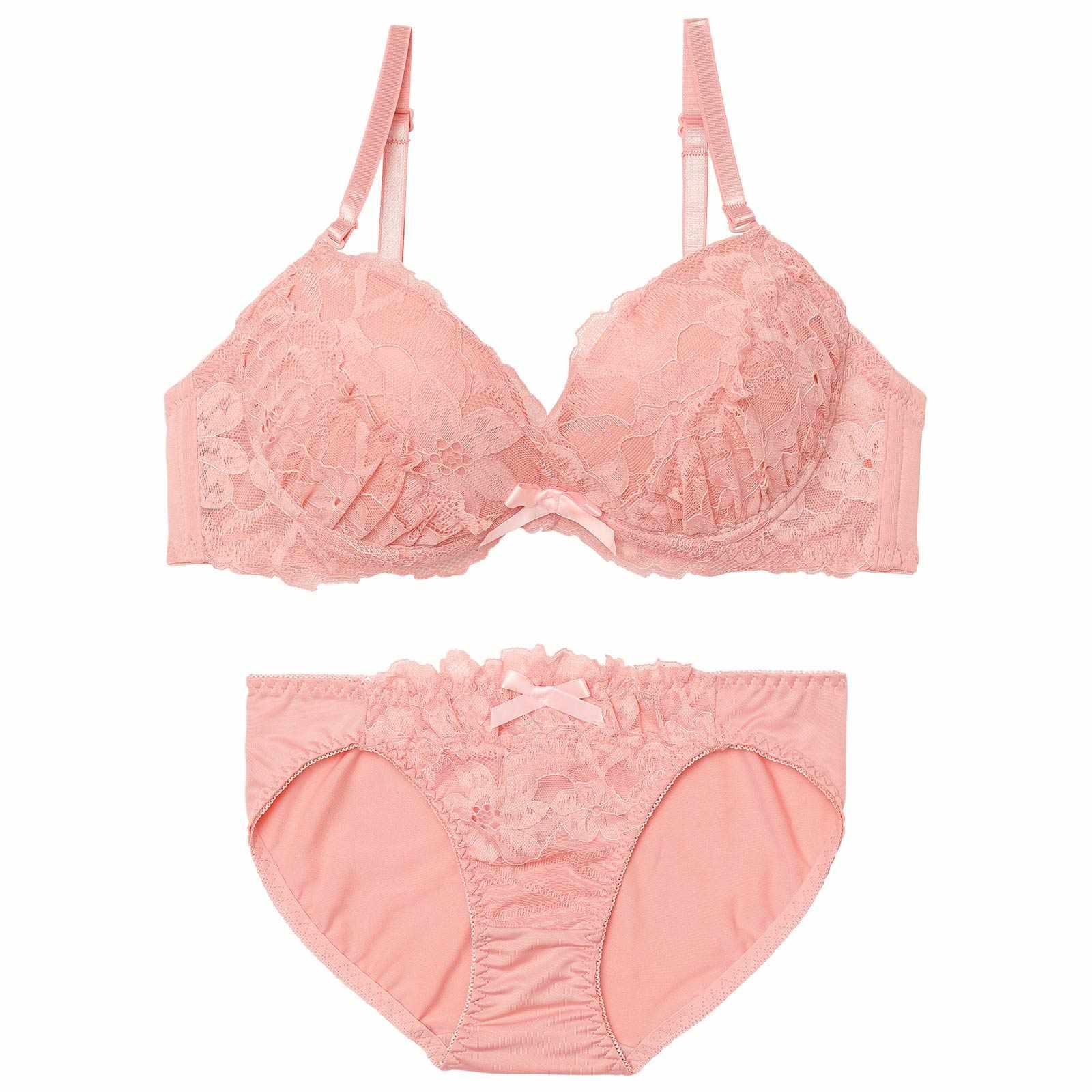 2/18新作!【EFサイズ】スウィートカシュクールレースブラジャー&フルバックショーツ