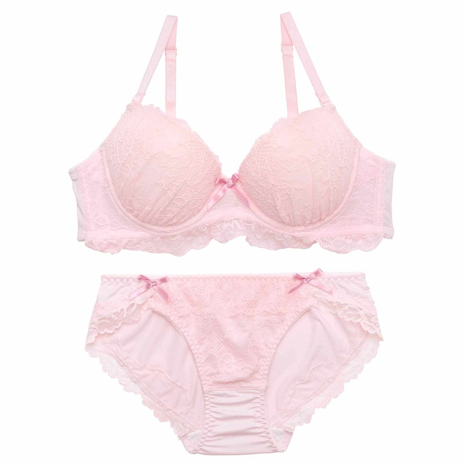 4/24新作!ピュアリボンフリルレースブラジャー&フルバックショーツ