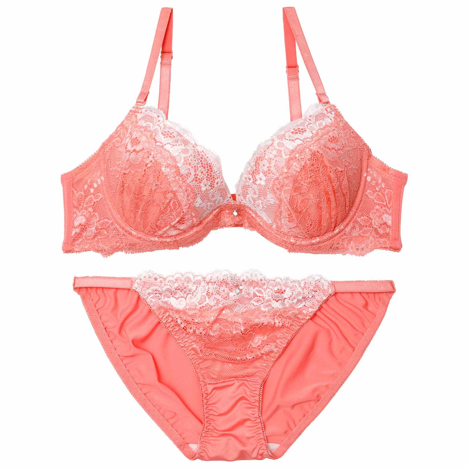 4/6新作!ブライトバイカラーレースブラジャー&フルバックショーツ