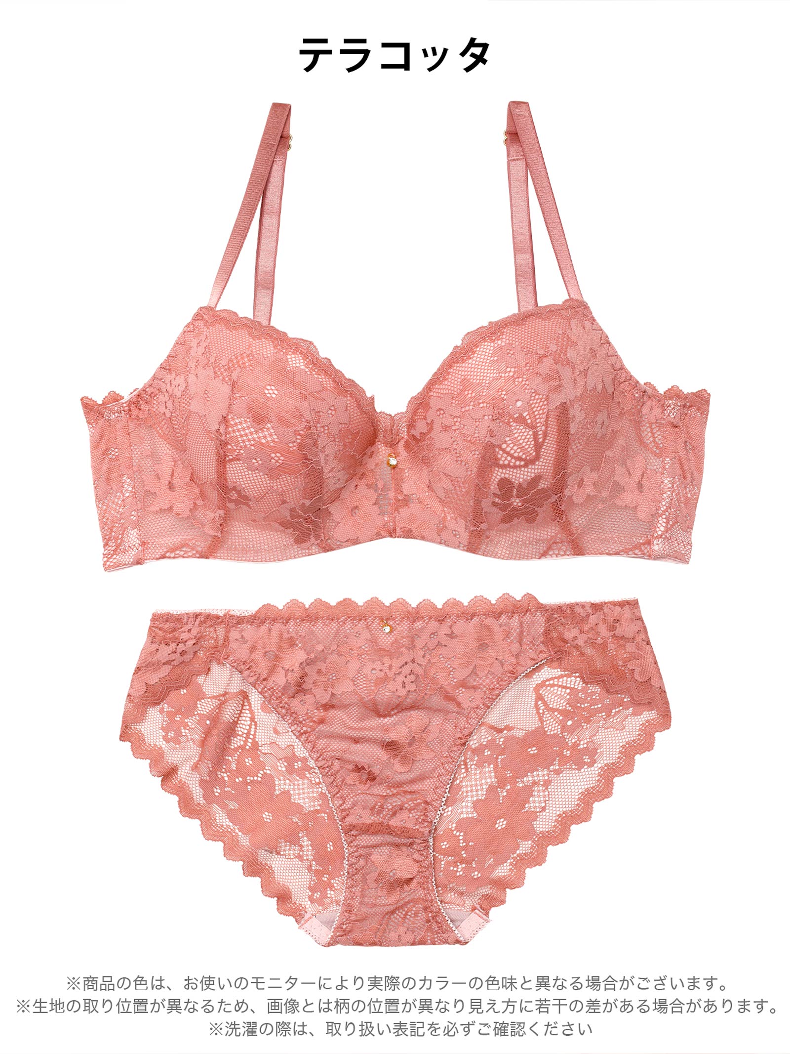 4/15新作!ニュアンスフラワーレース育乳脇高ブラジャー&バック透けフルバックショーツ