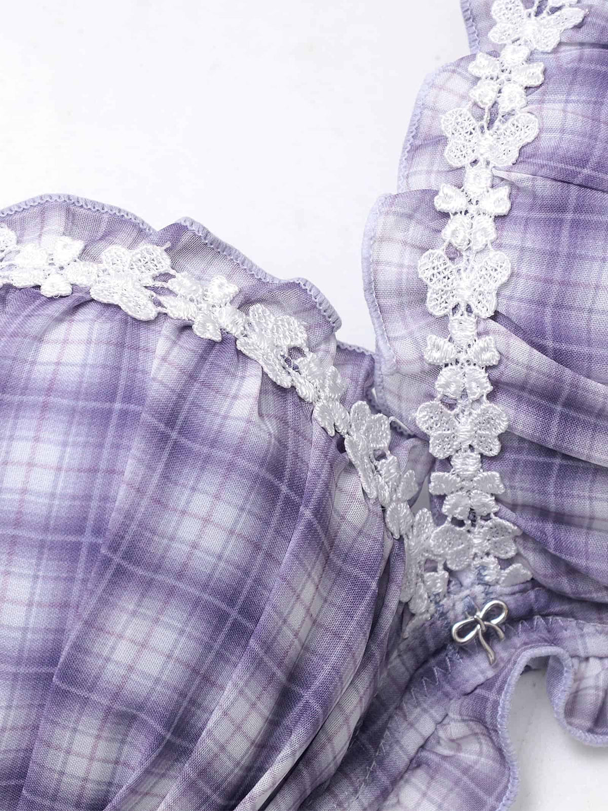 10/7再販!ガーリーチェックフラワーブラジャー&フルバックショーツ