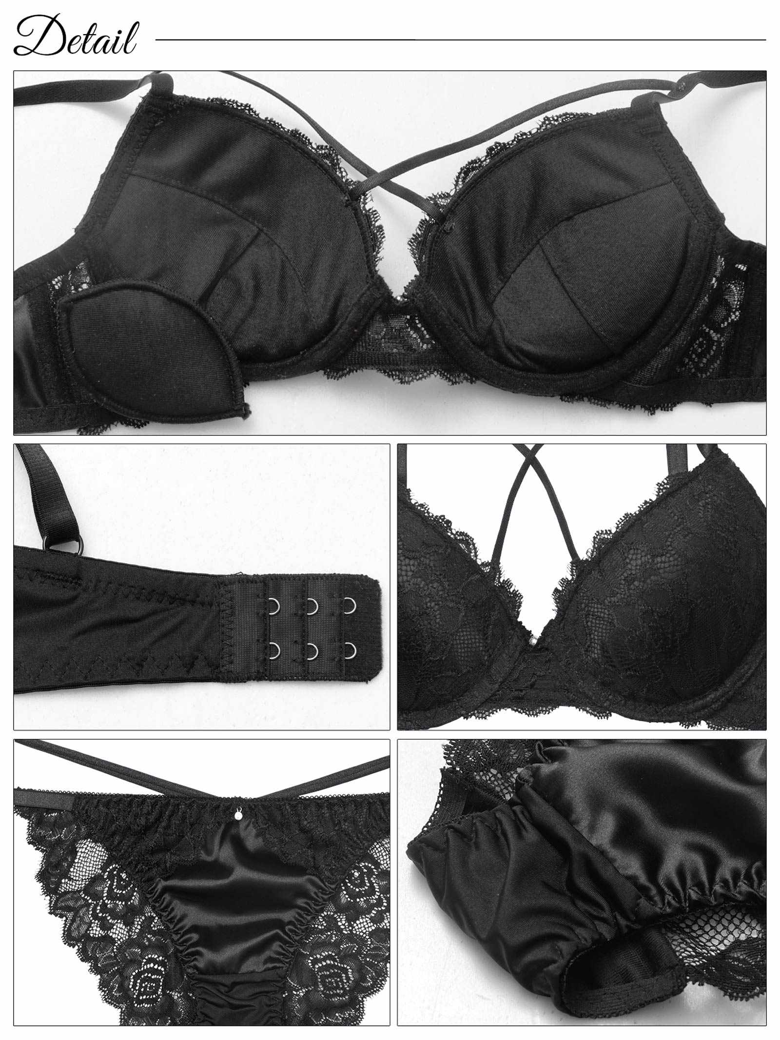 2/20再販!サテンflowerレースクロスコードブラジャー&バック透けフルバックショーツ - 【公式】247Lingerie