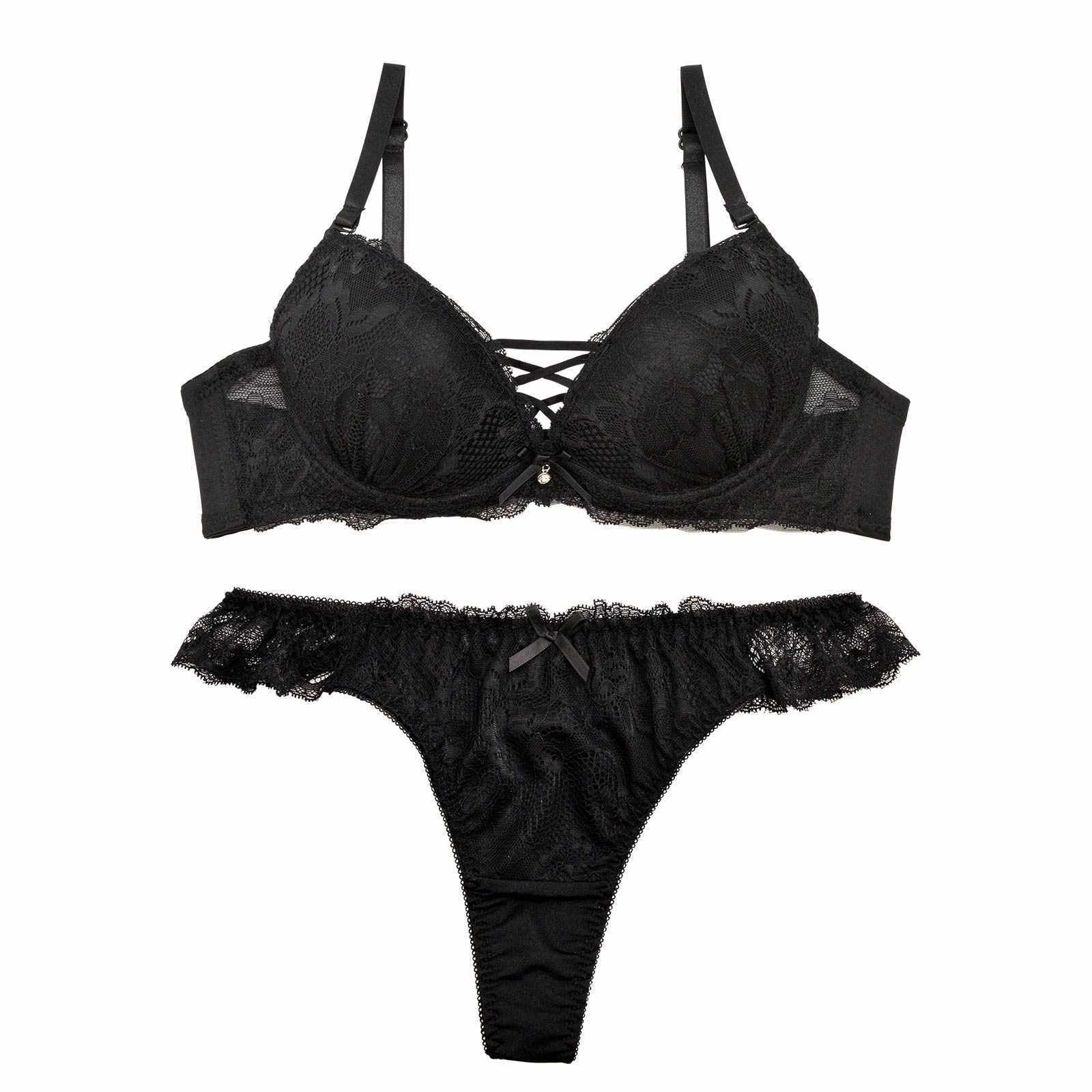 2/11再販!ワンカラーレースアップブラジャー&Tバックショーツ - 【公式】247Lingerie