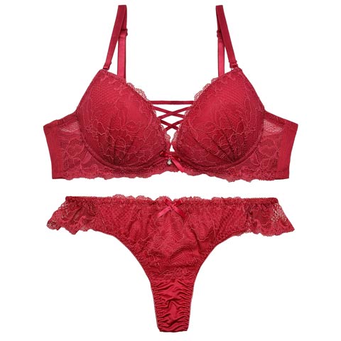 2/11再販!ワンカラーレースアップブラジャー&Tバックショーツ - 【公式】247Lingerie