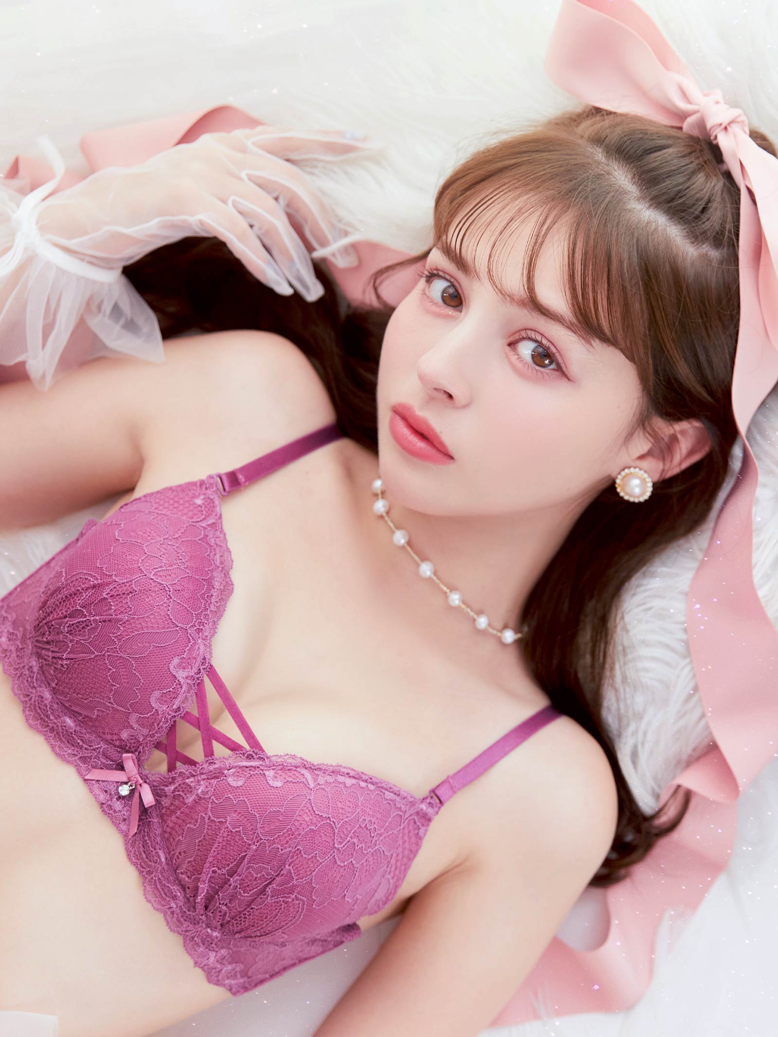 2/11再販!ワンカラーレースアップブラジャー&Tバックショーツ - 【公式】247Lingerie