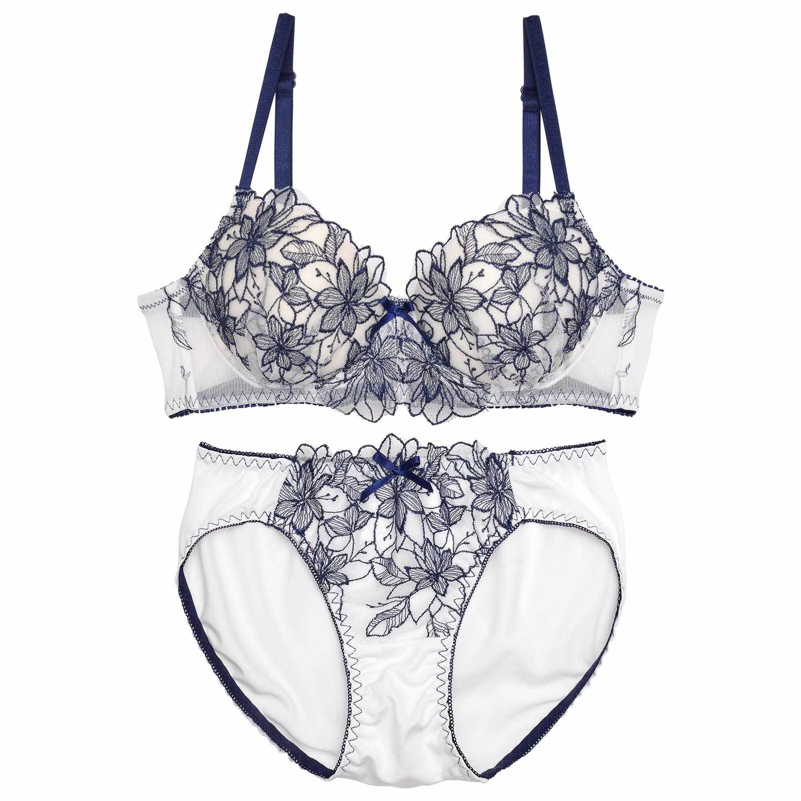 レトロシアーチュールエンブロイダリーブラジャー&フルバックショーツ