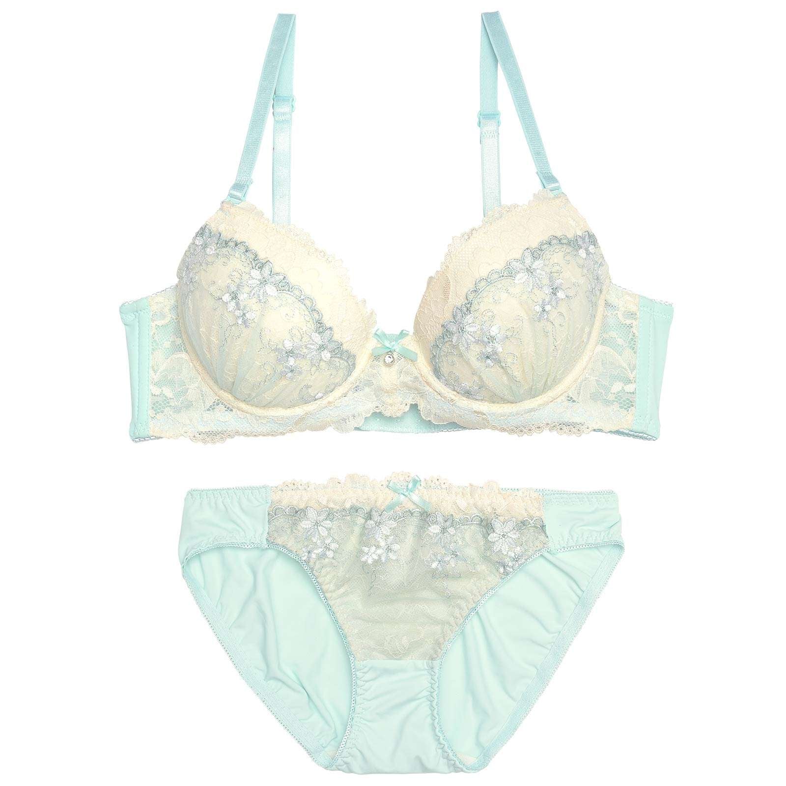 フェアリープチフラワー育乳脇高ブラジャー&フルバックショーツ