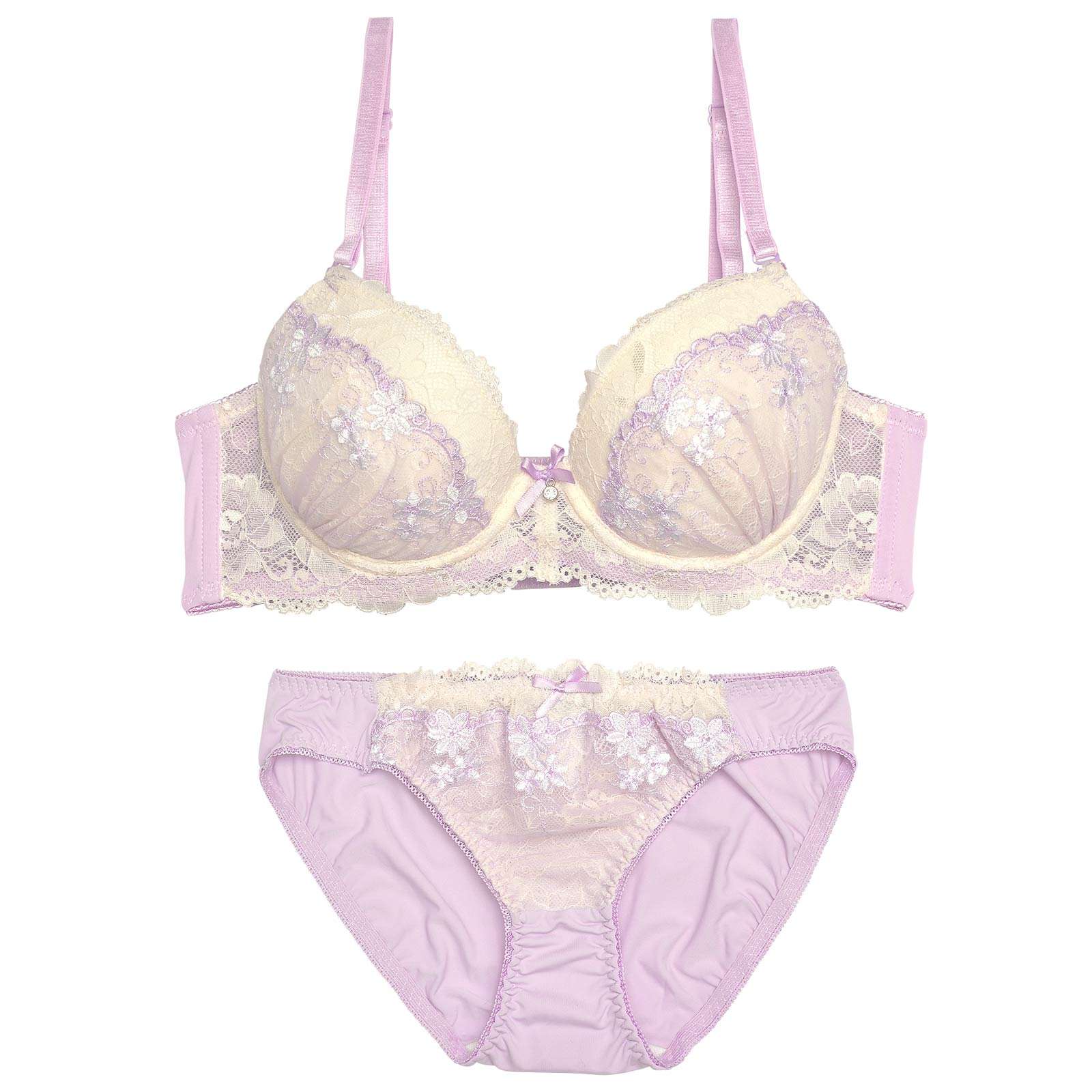 フェアリープチフラワー育乳脇高ブラジャー&フルバックショーツ