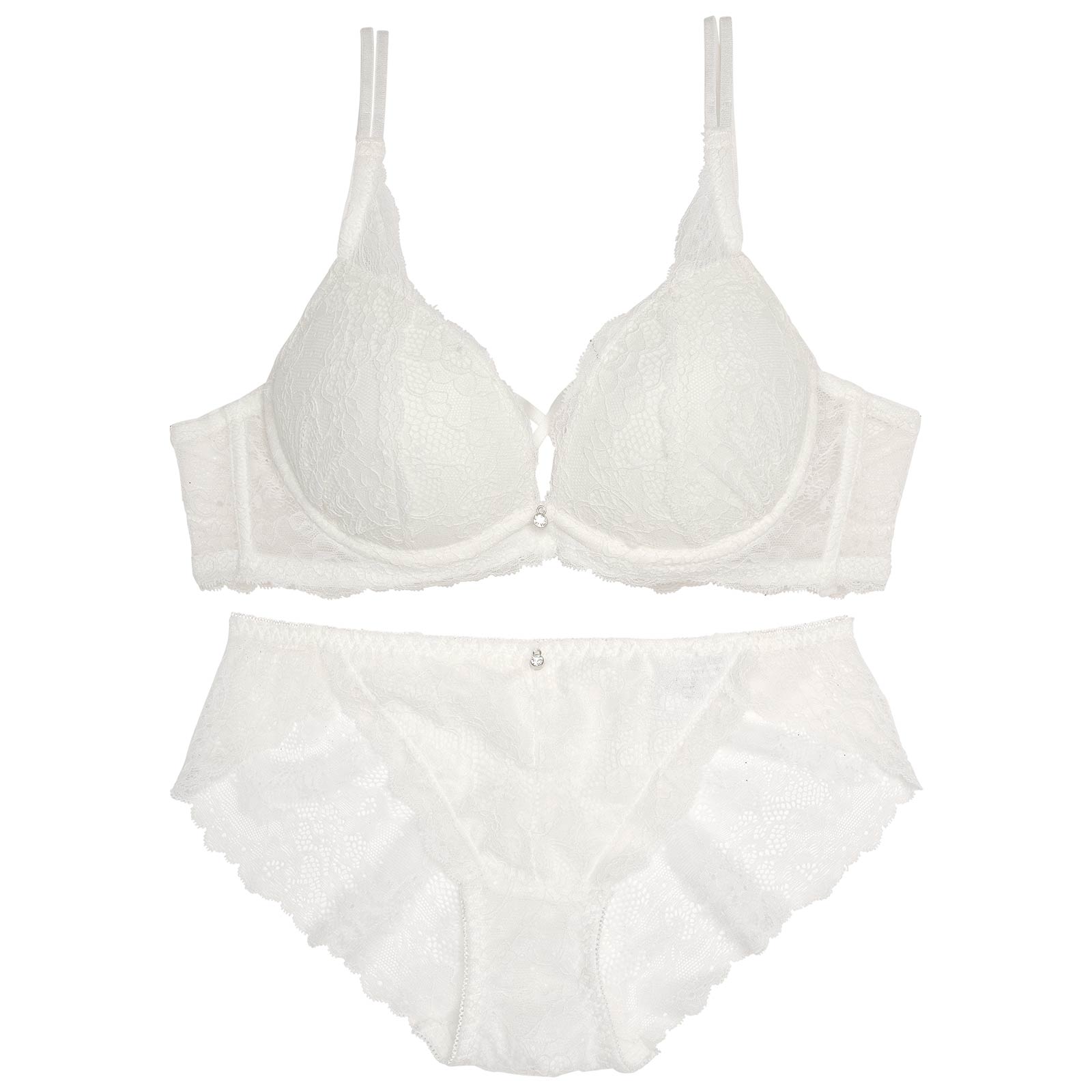 クロスデザインレーシィブラジャー&バック透けフルバックショーツ