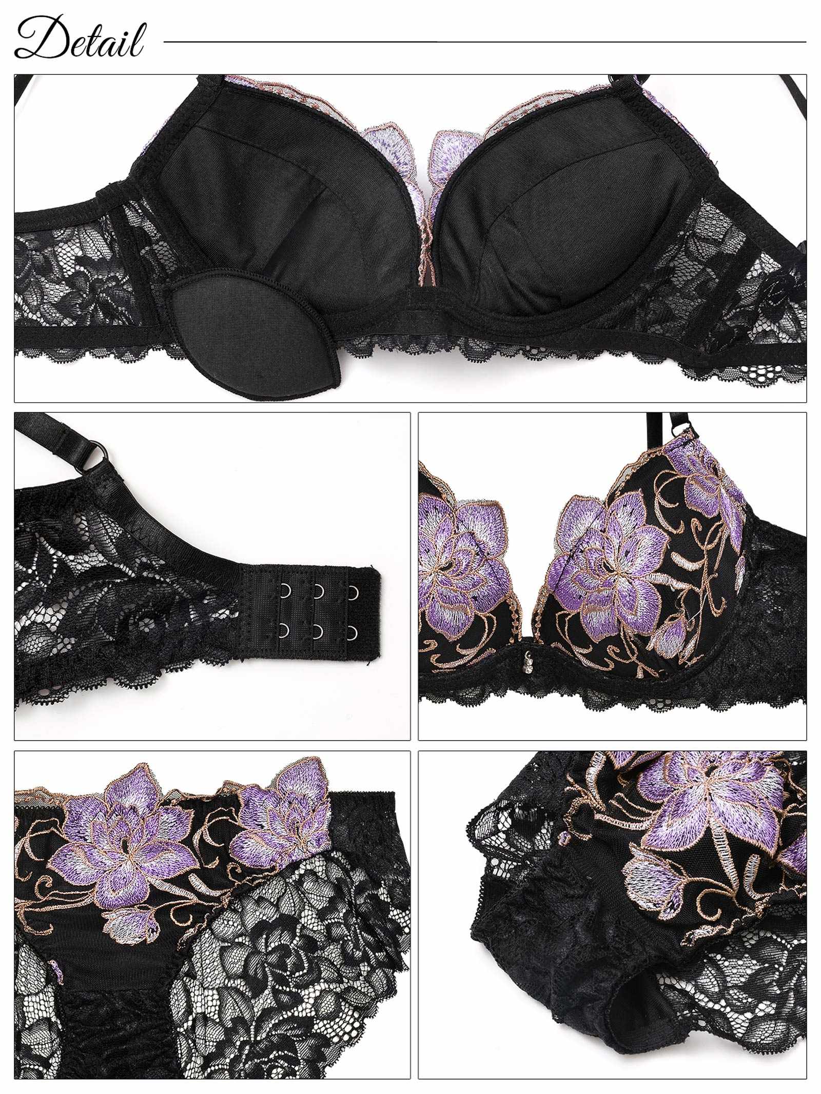 クラシックグロウピオニー育乳脇高ブラジャー&バック透けフルバックショーツ