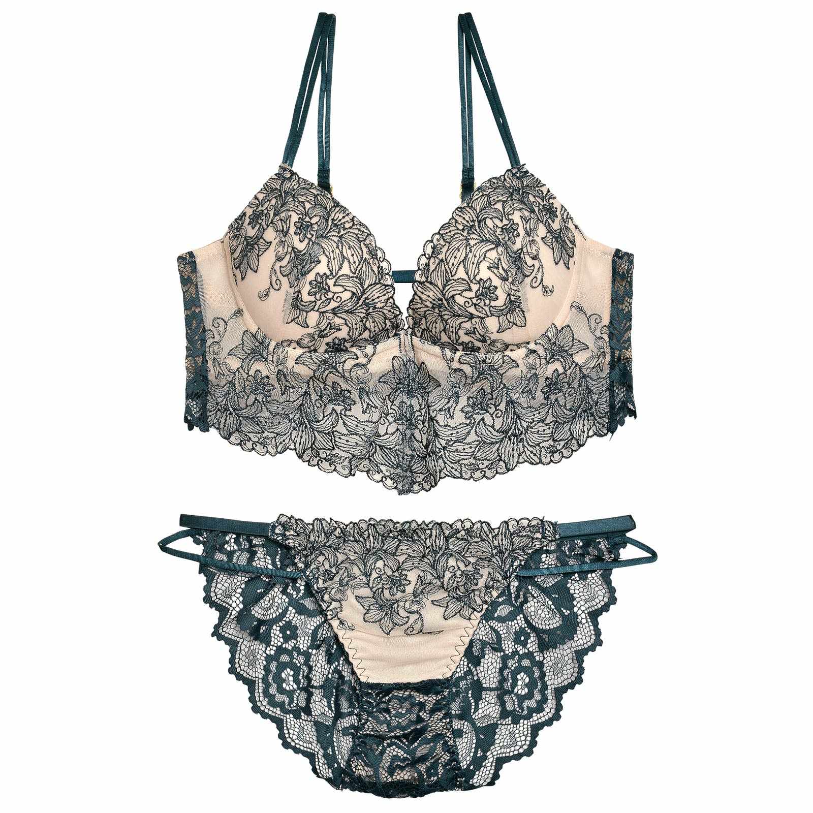 12/6再販!リュクスリリービスチェブラジャー&バック透けフルバックショーツ