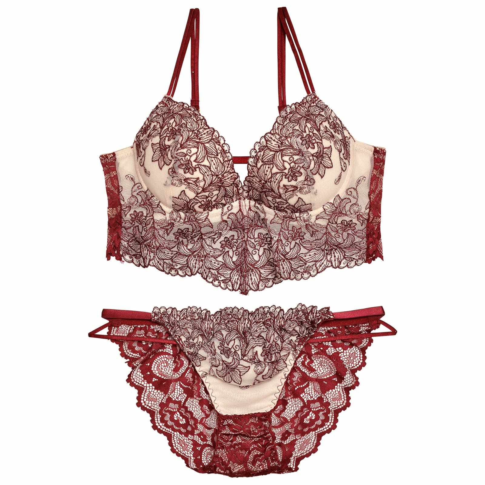 12/6再販!【EFサイズ】リュクスリリービスチェブラジャー&バック透けフルバックショーツ