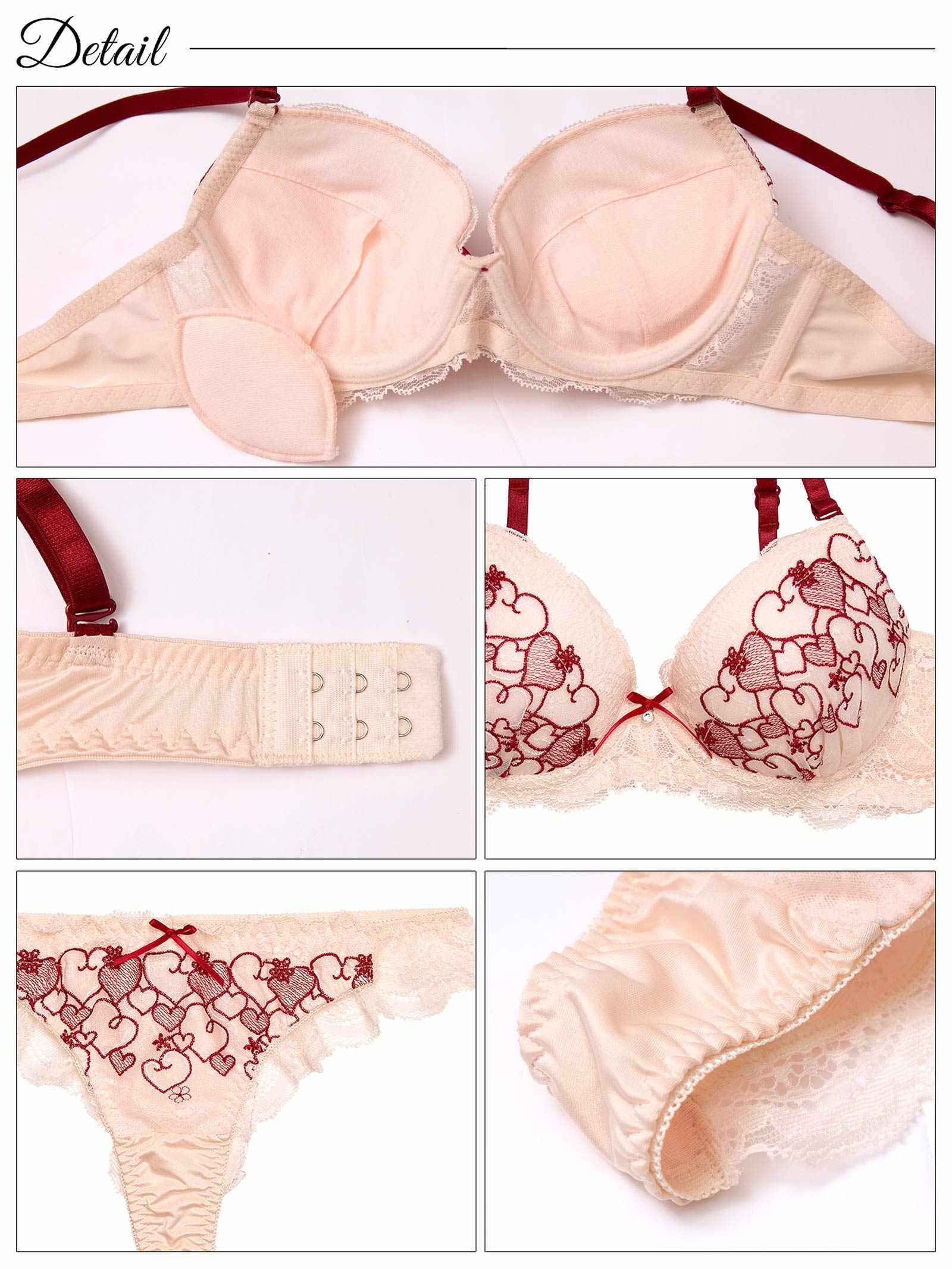 ロマンティックガーリーハートブラジャー&バック透けTバックショーツ - 【公式】247Lingerie