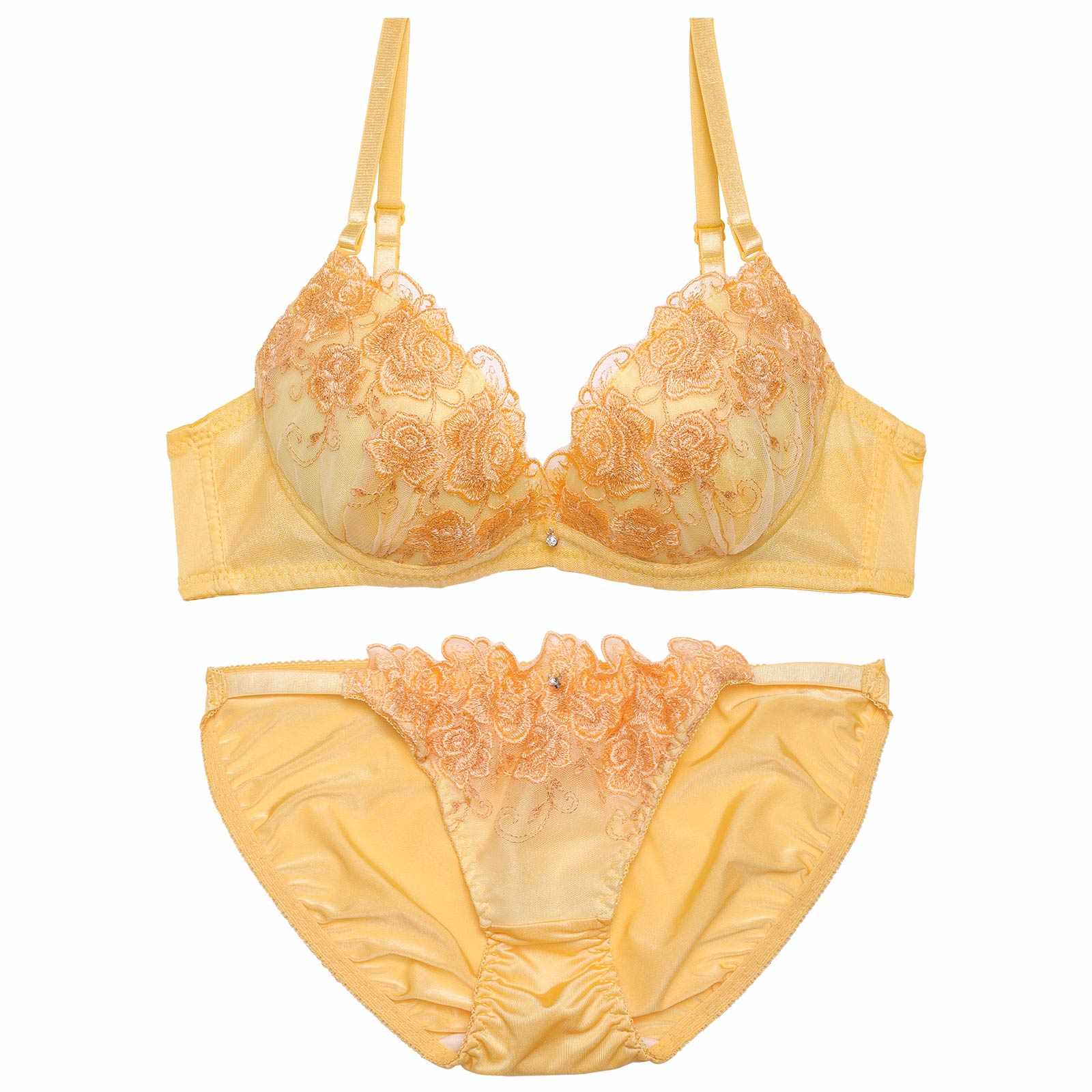 【EFサイズ】パステルブルームローズブラジャー&フルバックショーツ