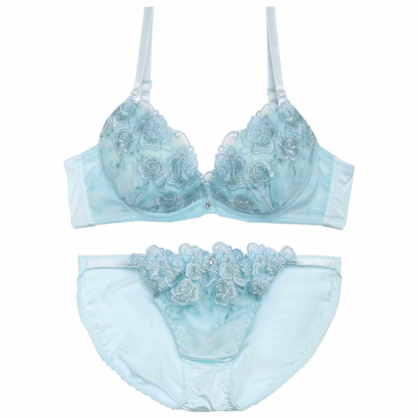 【EFサイズ】パステルブルームローズブラジャー&フルバックショーツ