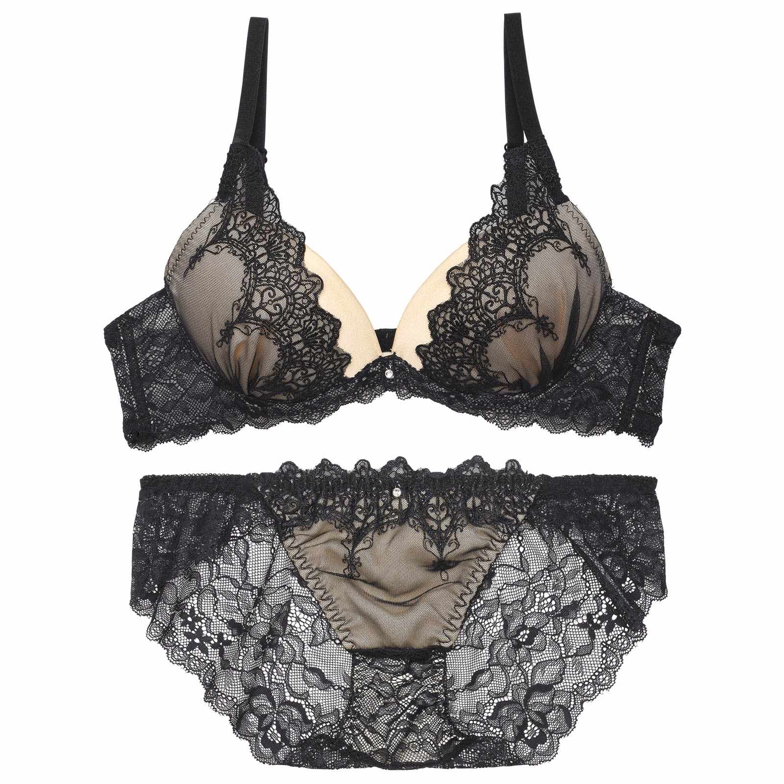 11/5再販!【EFサイズ】ロマネスクケミカルアーチブラジャー&バック透けフルバックショーツ