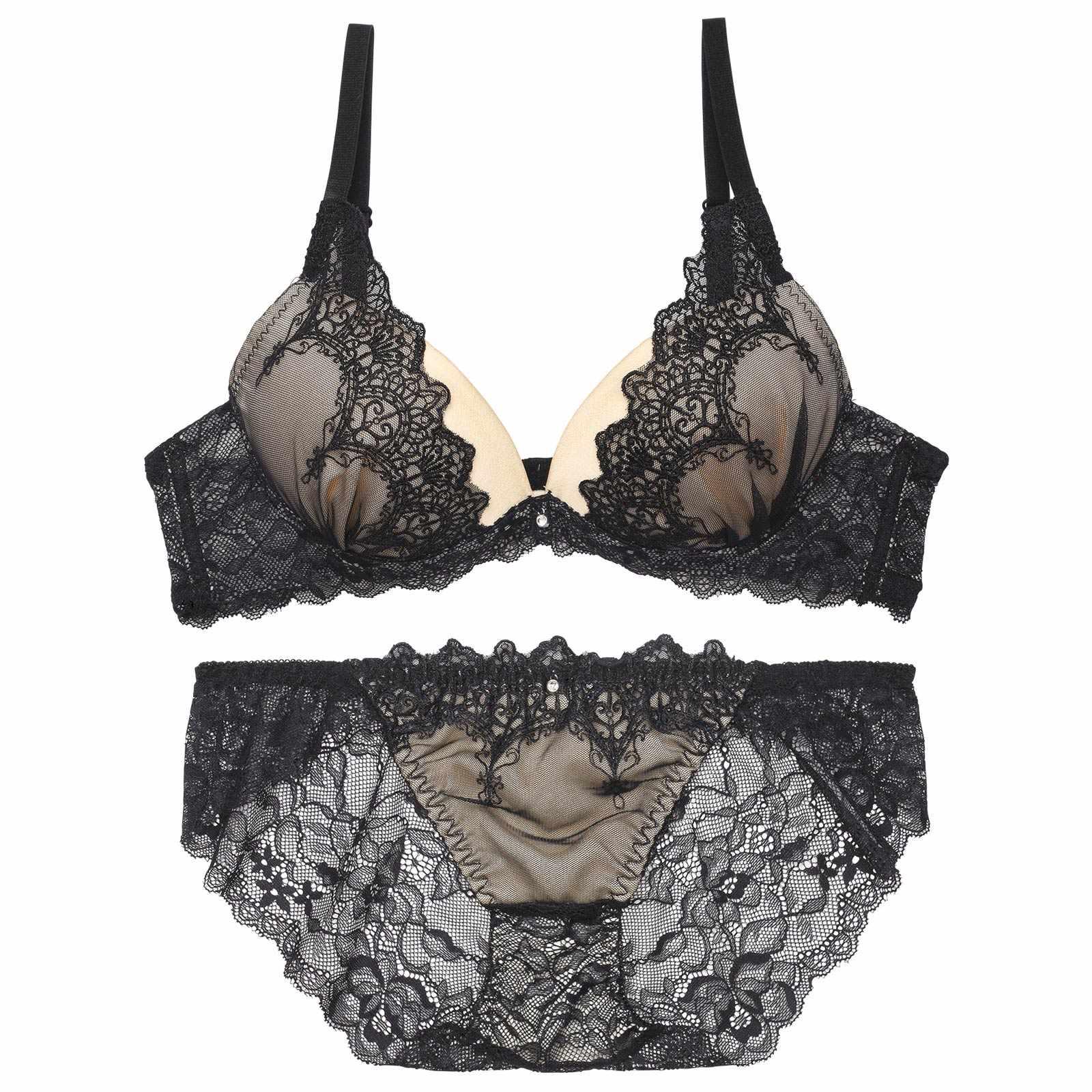 【EFサイズ】ロマネスクケミカルアーチブラジャー&バック透けフルバックショーツ - 【公式】247Lingerie