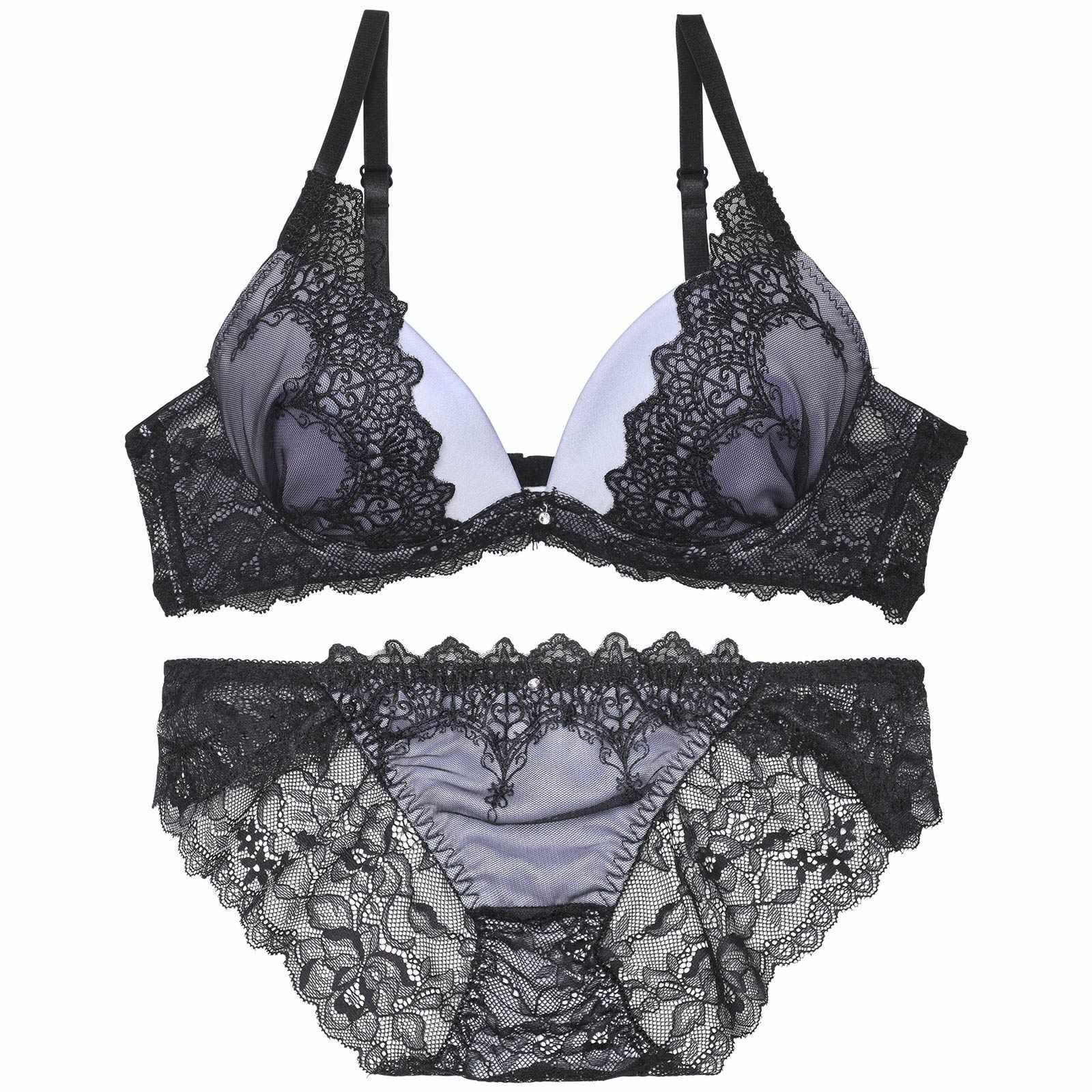 【EFサイズ】ロマネスクケミカルアーチブラジャー&バック透けフルバックショーツ - 【公式】247Lingerie