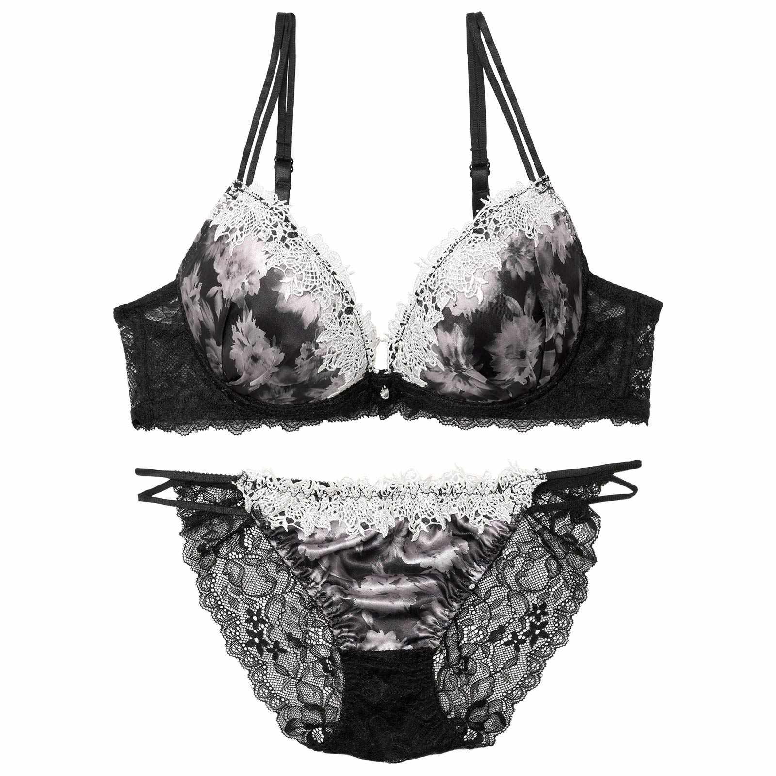 2/25再販!【EFサイズ】ケミカルミスティーフラワーブラジャー&バック透けフルバックショーツ - 【公式】247Lingerie