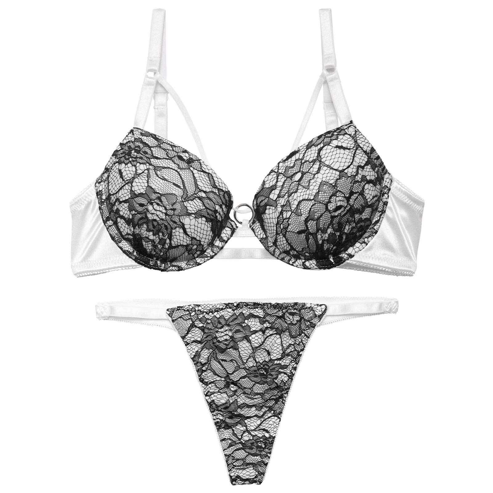 シアーブルームコードリングブラジャー&Tバックショーツ