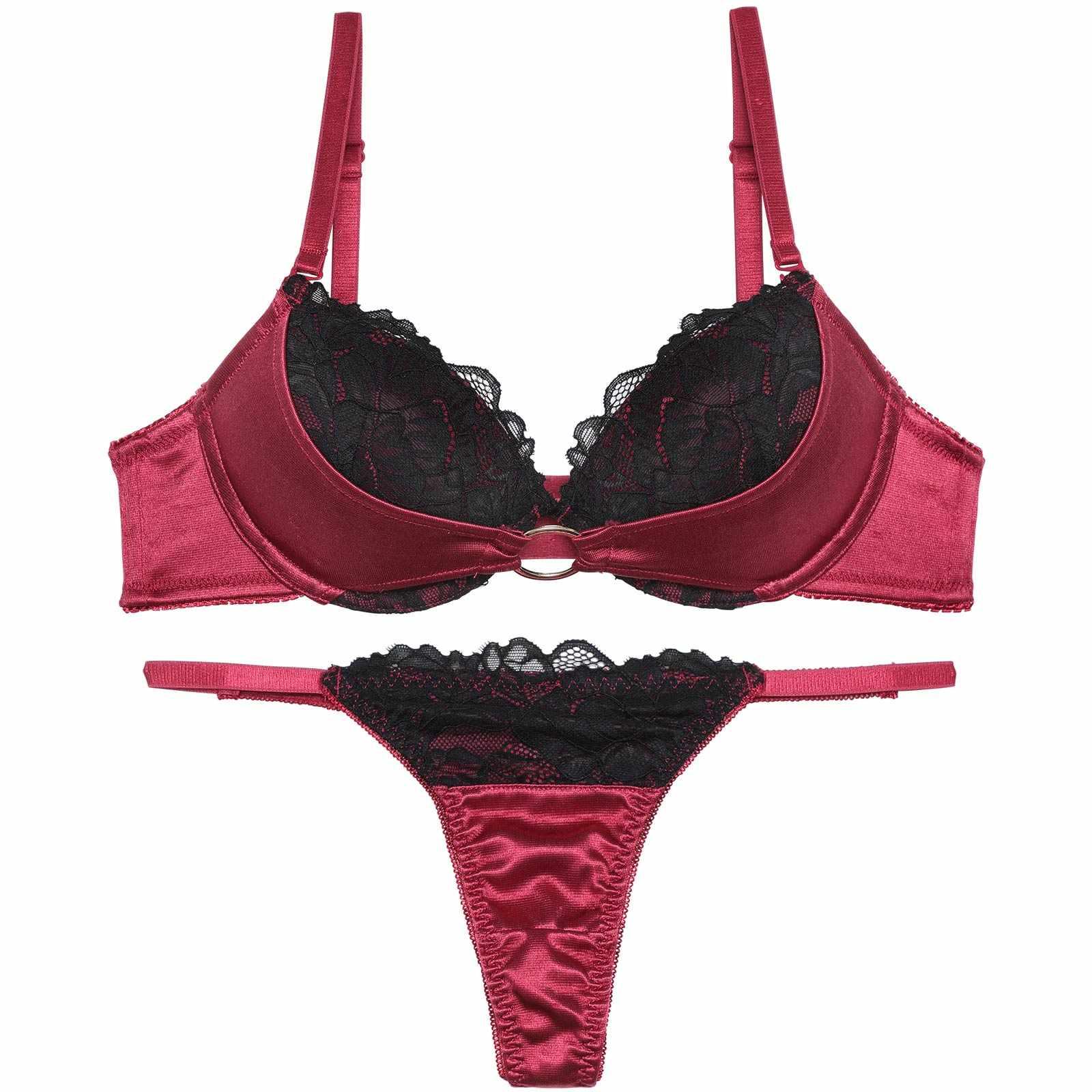 グロッシーサテンリングブラジャー&Tバックショーツ - 【公式】247Lingerie