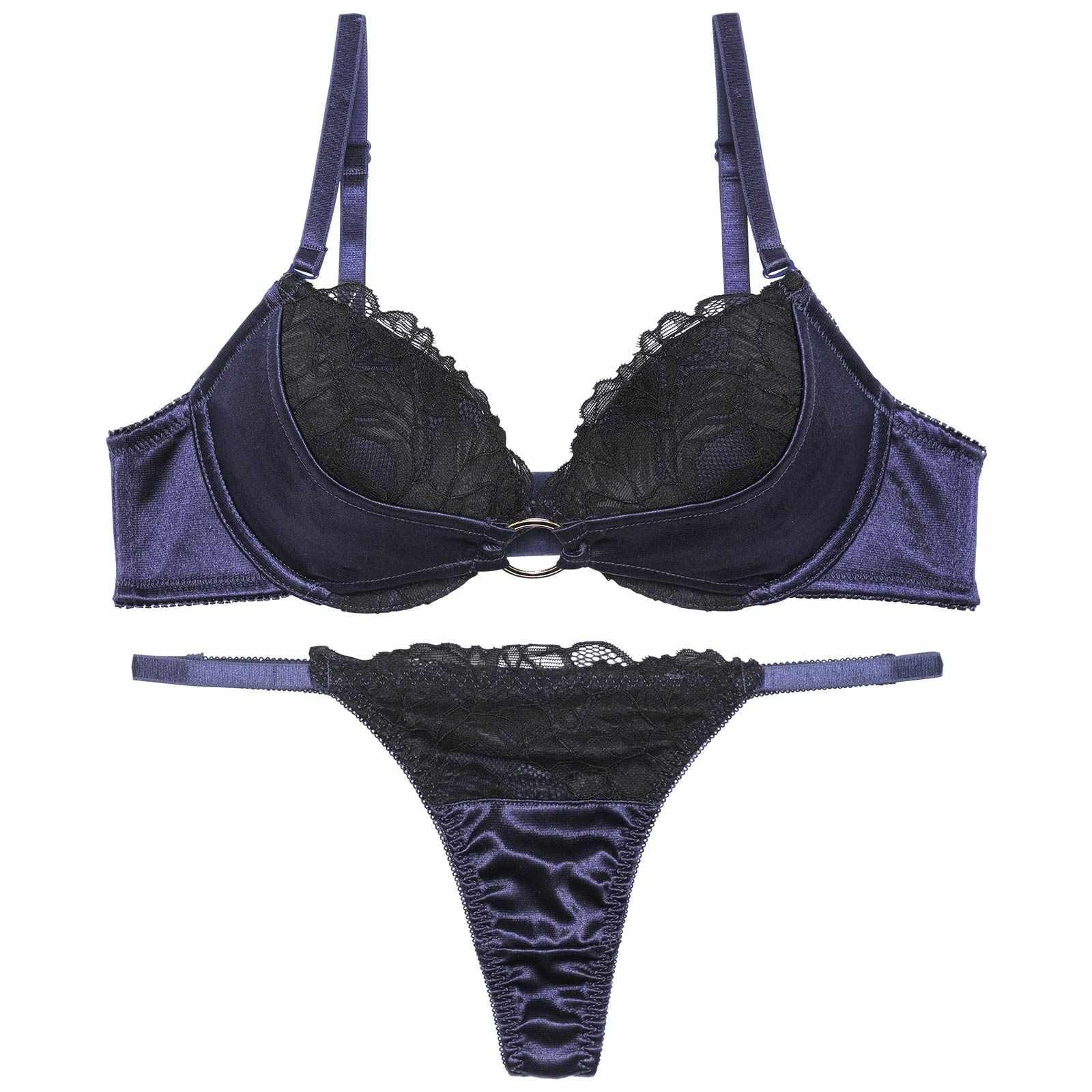 グロッシーサテンリングブラジャー&Tバックショーツ - 【公式】247Lingerie