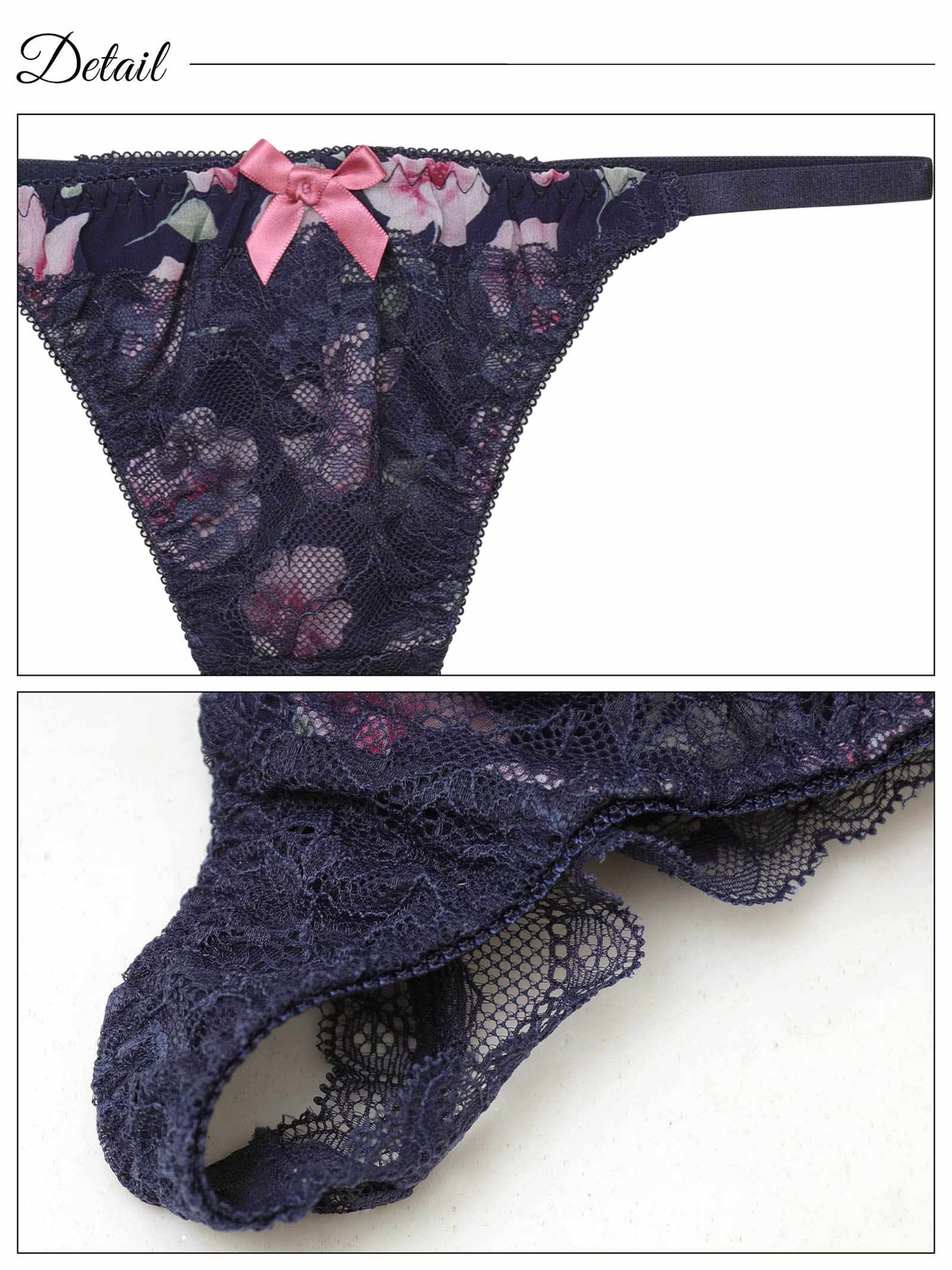 5/19新作!フレグランス水彩フラワーブラジャー&バック透けTバックショーツ