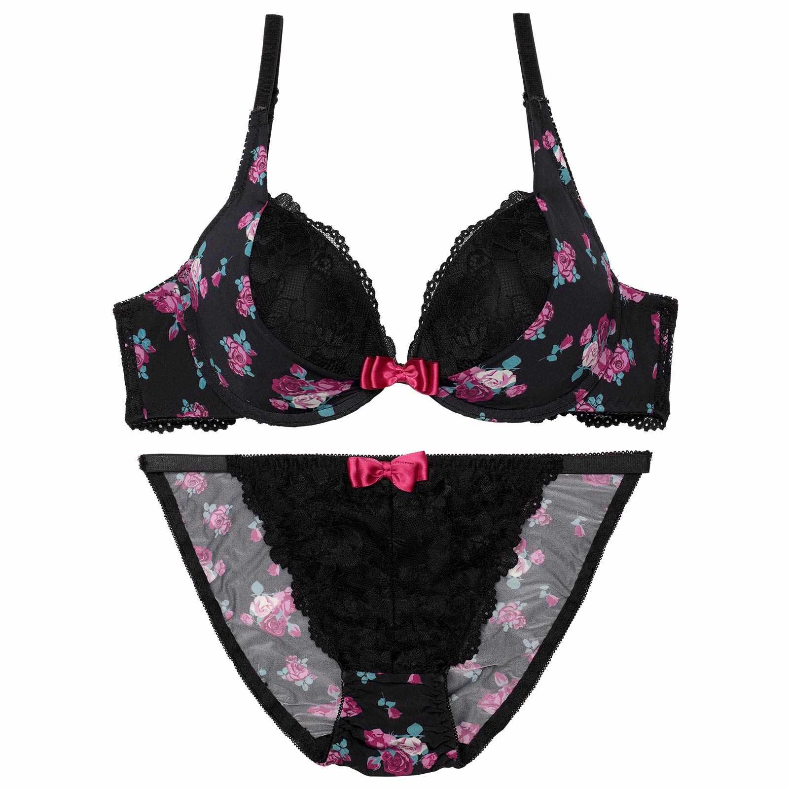 スウィートロゼットガーデンブラジャー&フルバックショーツ - 【公式】247Lingerie