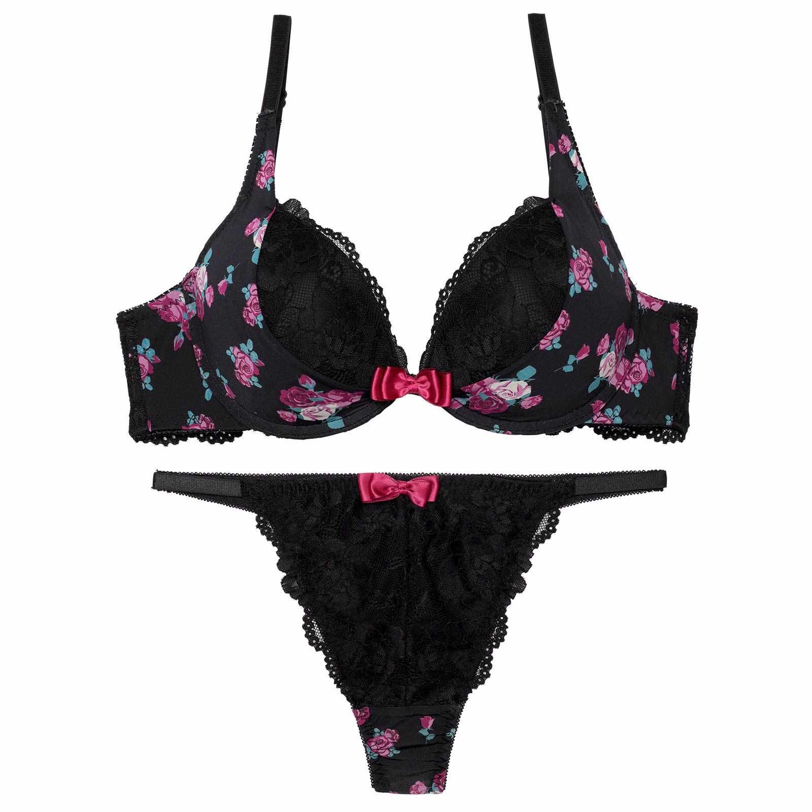 スウィートロゼットガーデンブラジャー&Tバックショーツ - 【公式】247Lingerie