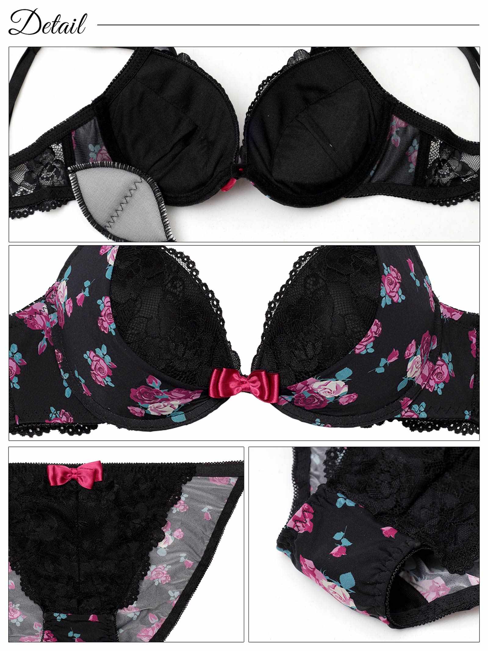 6/4新作!【EFサイズ】スウィートロゼットガーデンブラジャー&フルバックショーツ