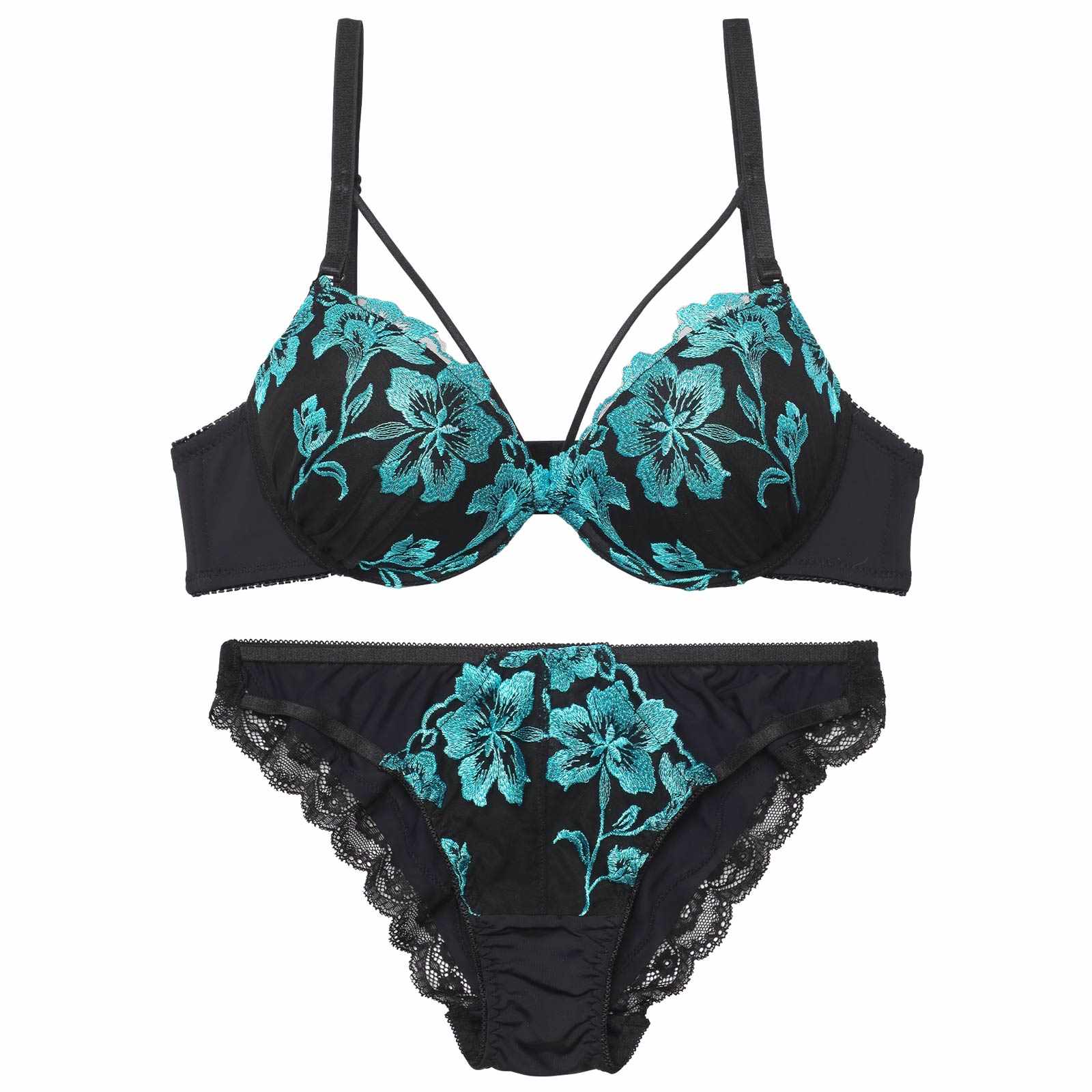 シャドウブルームカットストリングブラジャー&フルバックショーツ