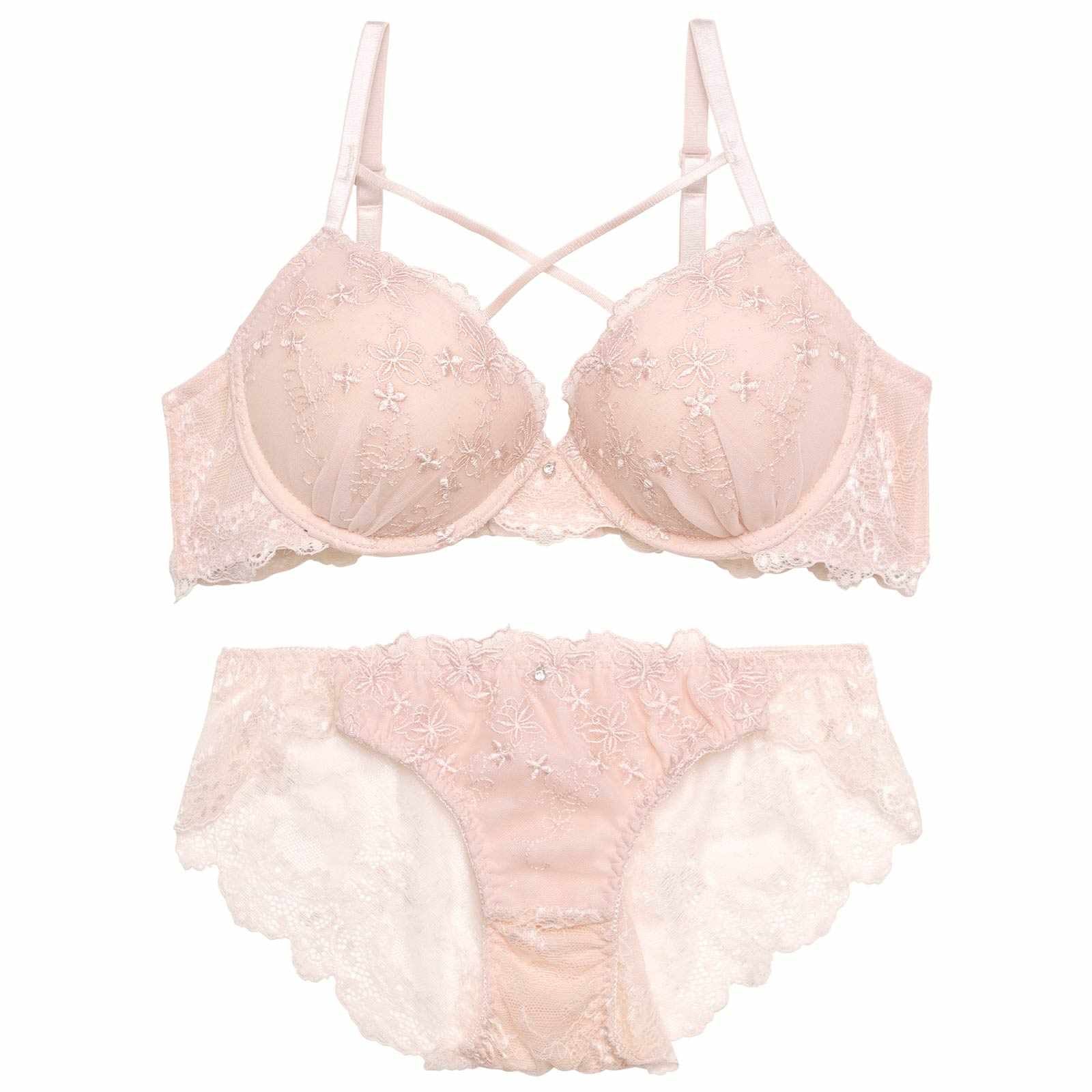 【EFサイズ】メルティパピヨンコードブラジャー&バック透けフルバックショーツ